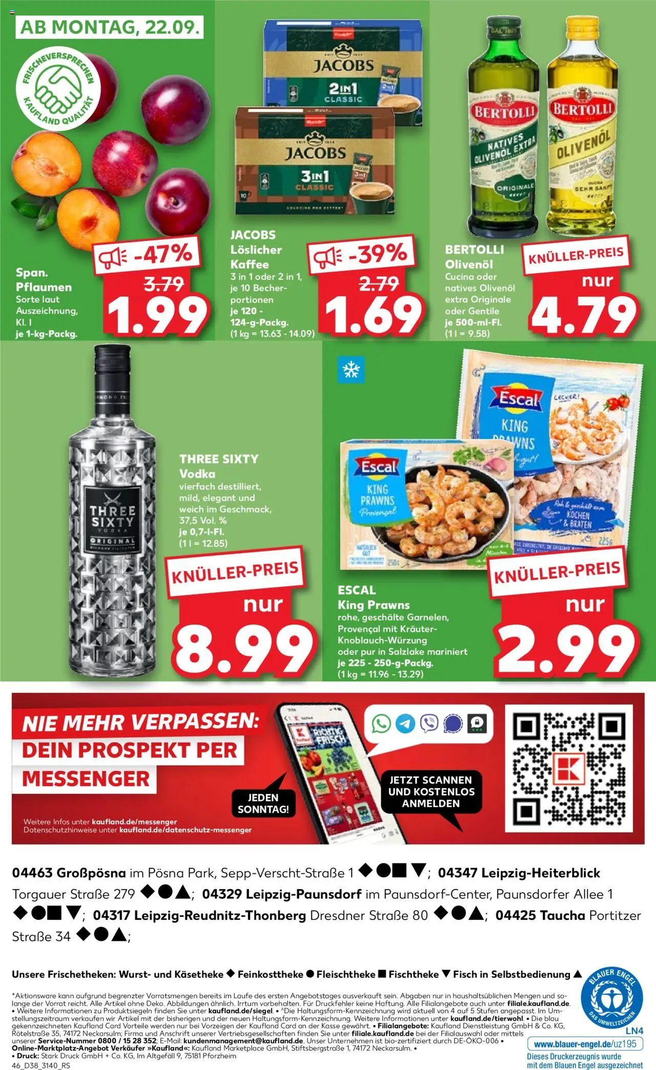 Kaufland prospekt Leipzig	 – gültig ab 18.09.2025 | Seite: 46 | Produkte: Kaffee, Olivenol, Fisch, Wurst