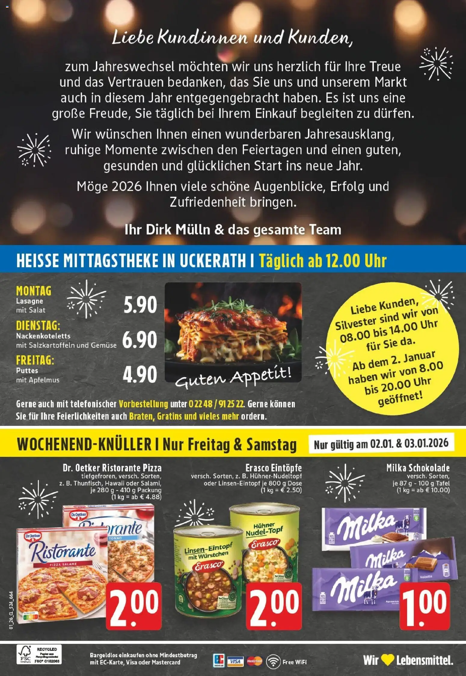 Edeka prospekt Hennef - Uckerath	 – gültig ab 28.12.2025 | Seite: 26 | Produkte: Schokolade, Milka, Gemüse, Uhr