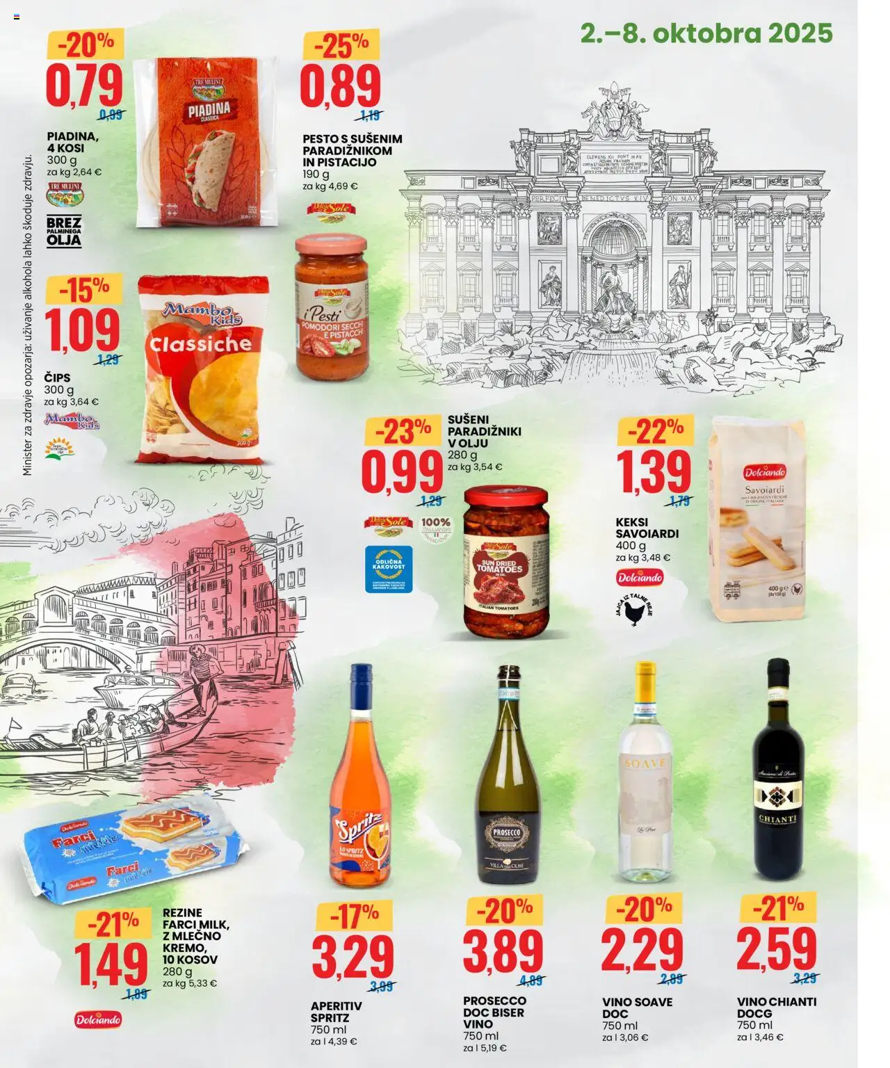 Novi Eurospin katalog ponudbe – veljaven od 02.10.2025 | Stran: 3 | Izdelki: Keksi, Pesto, Vino, Cips