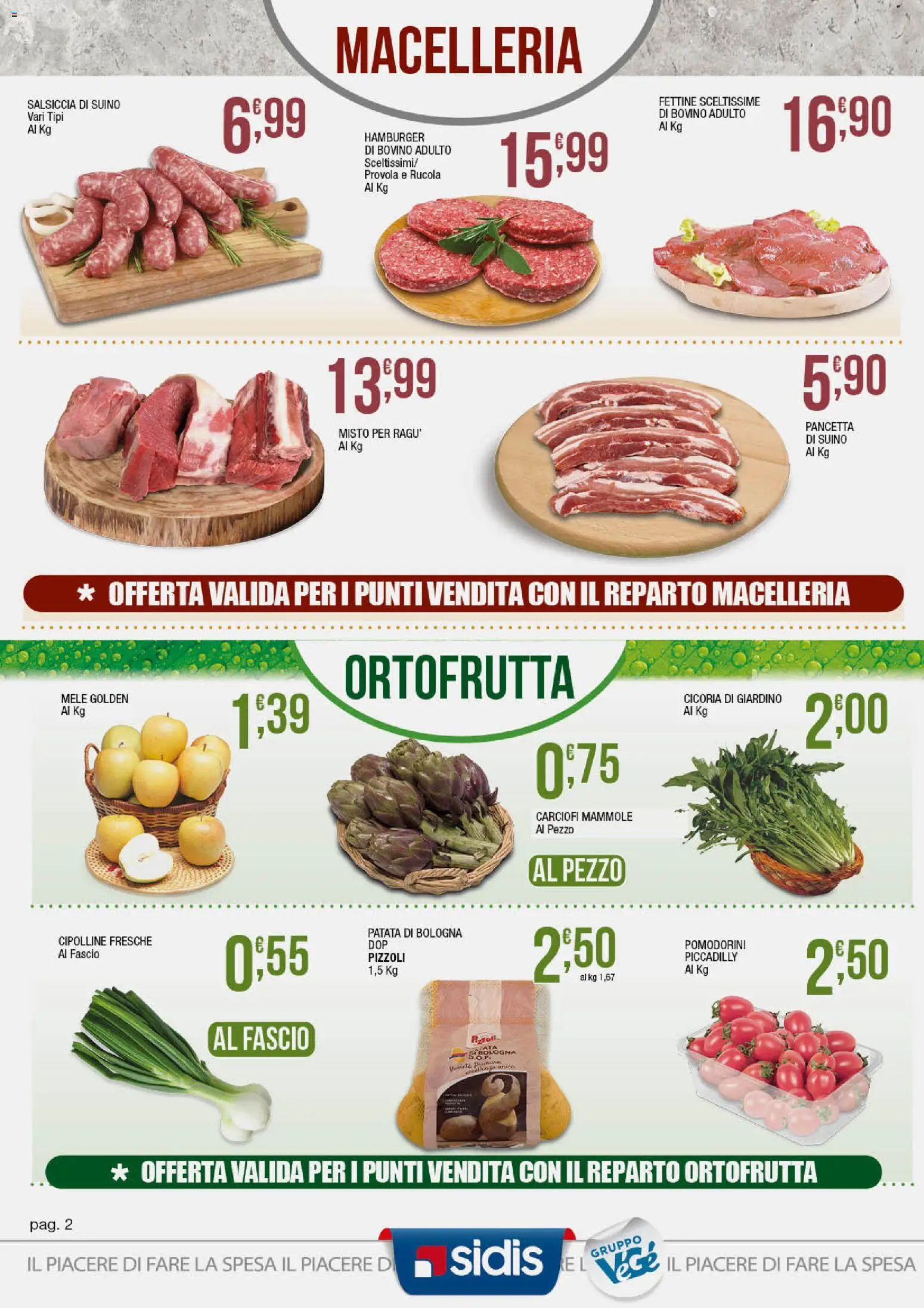 Volantino Sidis del 23.03.2026 | Pagina: 2 | Prodotti: Pancetta, Suino, Carciofi, Cipolline