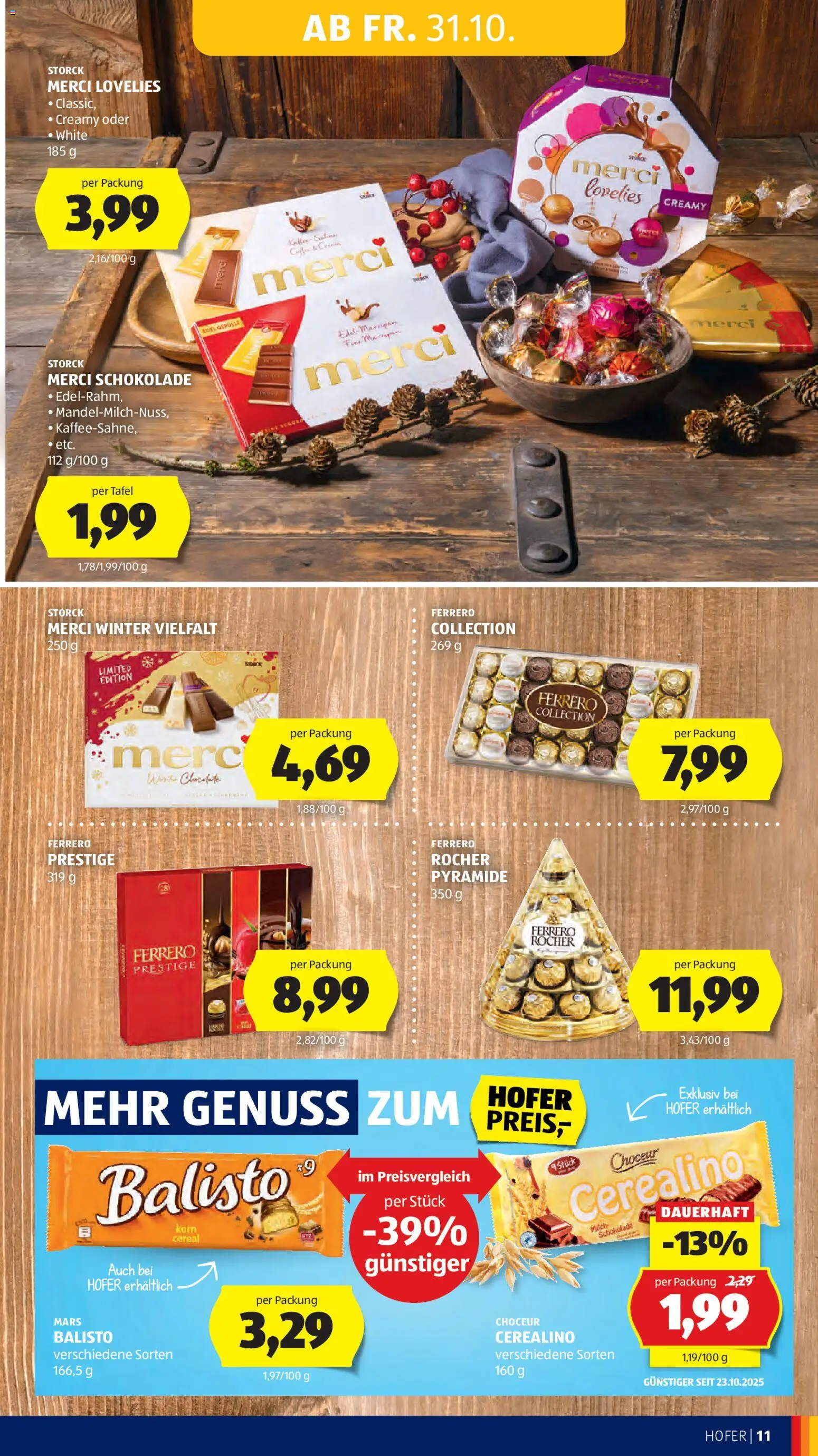 Hofer Flugblatt gültig ab 30.10.2025 | Seite: 13 | Produkte: Schokolade