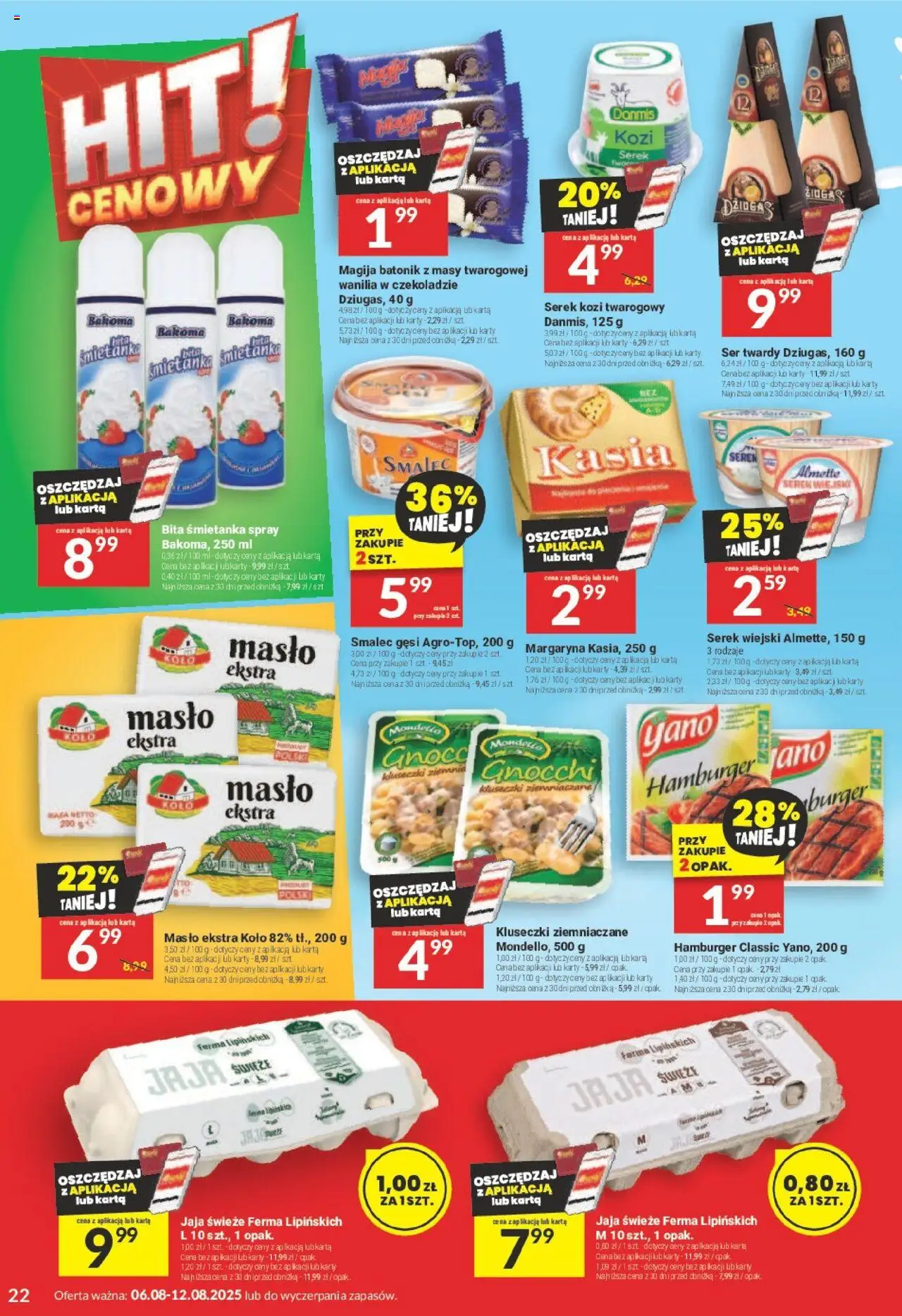 Twój Market Gazetka od 06.08.2025 | Strona: 22 | Produkty: Hamburger, Masło, Gnocchi, Jaja