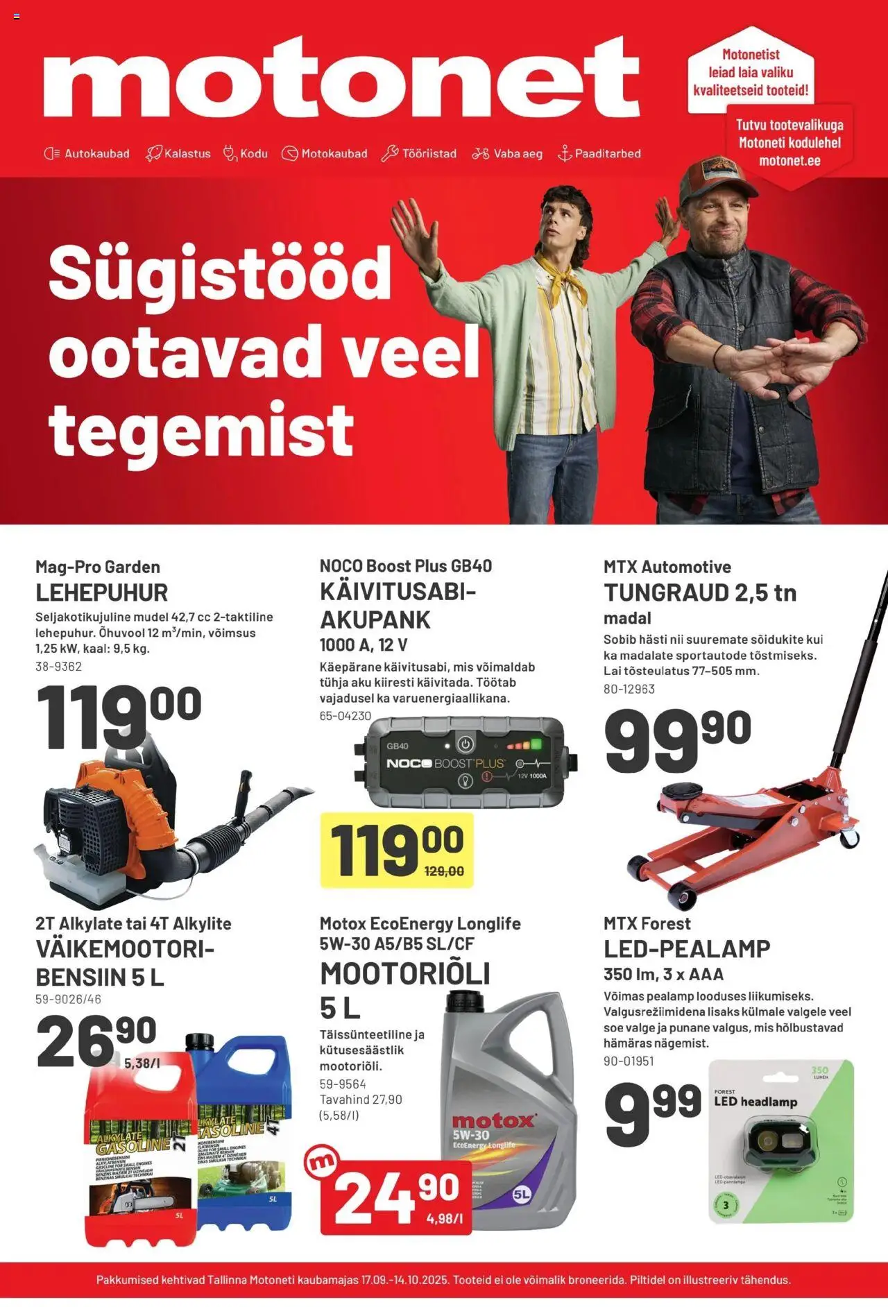 Motonet tarjoukset - Sügistööd ootavad veel tegemist – voimassa 17.09.2025 alkaen | Sivu: 1