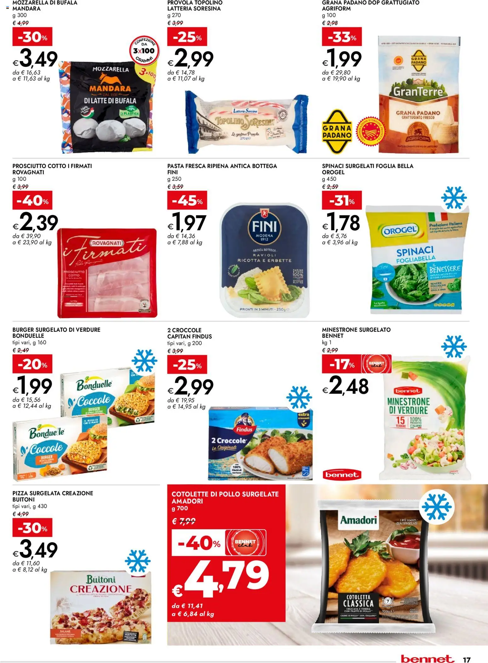 Volantino bennet del 30.10.2025 | Pagina: 17 | Prodotti: Minestrone, Pollo, Mozzarella, Ravioli