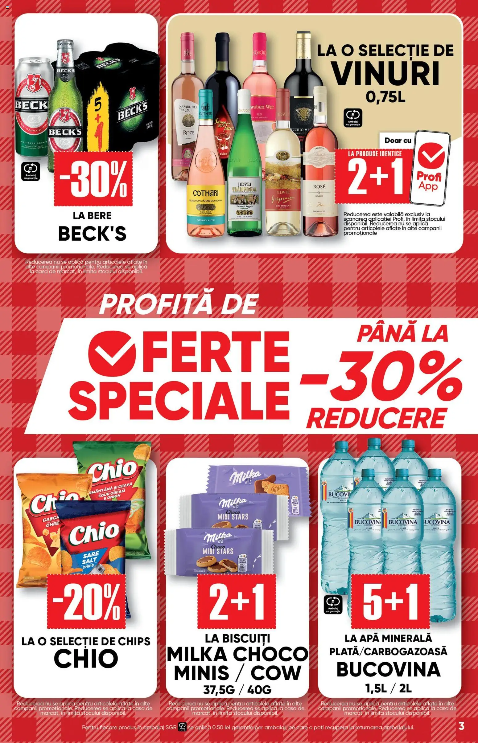 Noul catalog Profi – valabil de la 01.04.2026 | Pagină: 3 | Produse: Yazı tahtası kalemi, Bere, Biscuiți, Apă