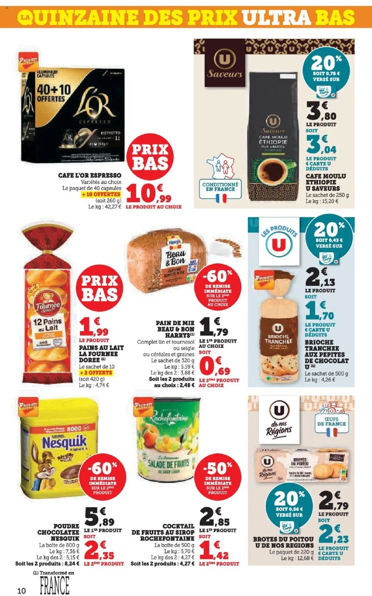  | Page: 10 | Produits: Pain de mie, Lait, Café, Chocolat