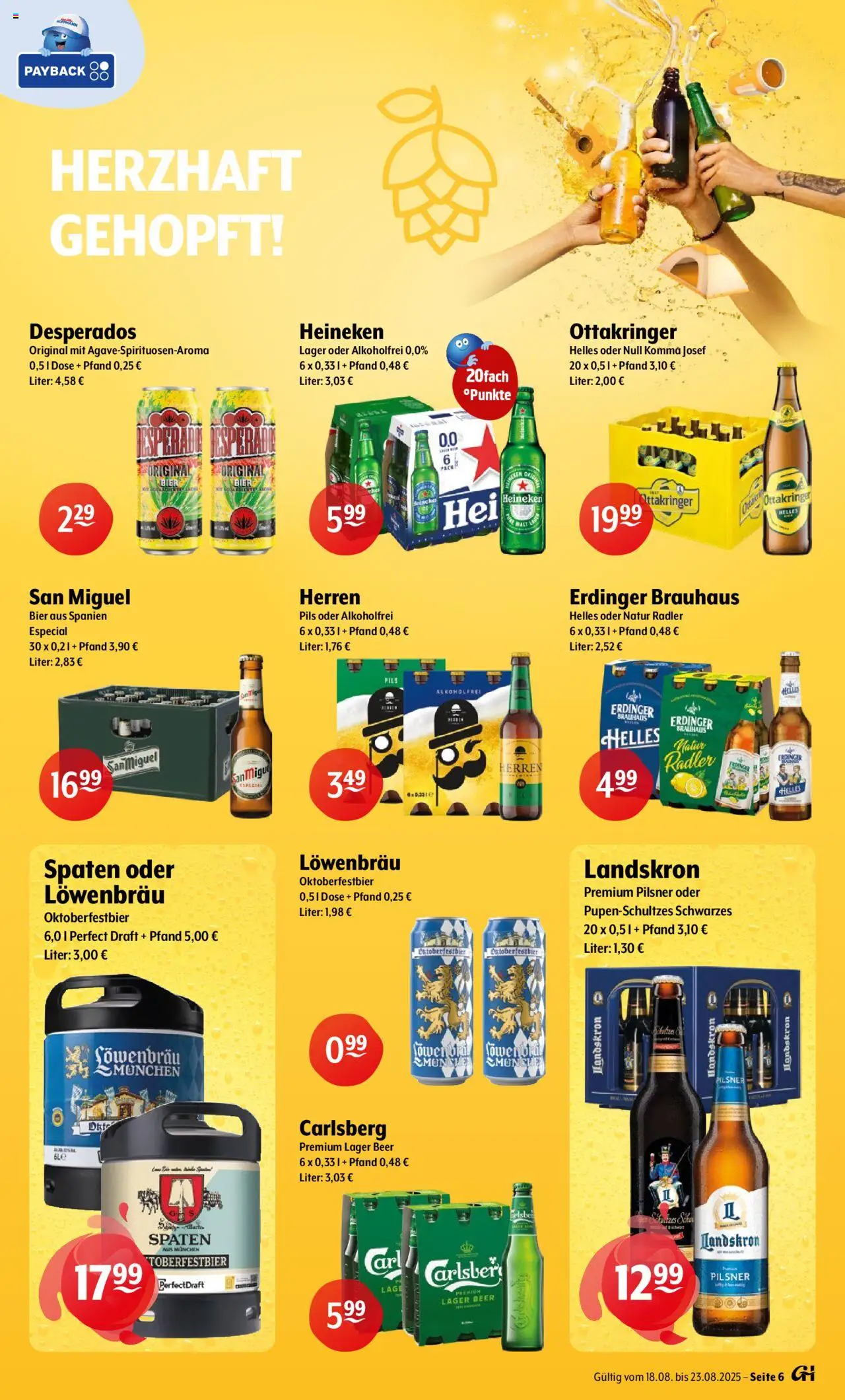 Trink und Spare Prospekt 	 - gültig ab dem 18.08.2025 | Seite: 6 | Produkte: Carlsberg, Bier, Heineken, Desperados