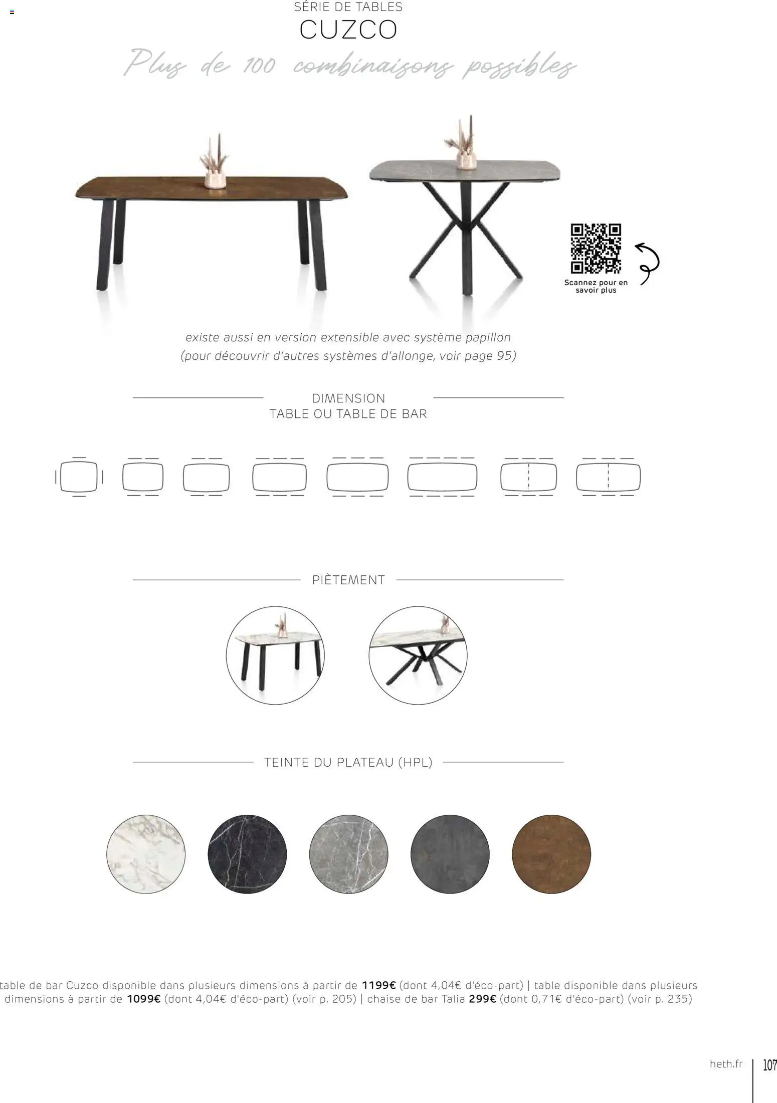 {H1} | Page: 107 | Produits: Plateau, Table, Chaise, Chaise de bar