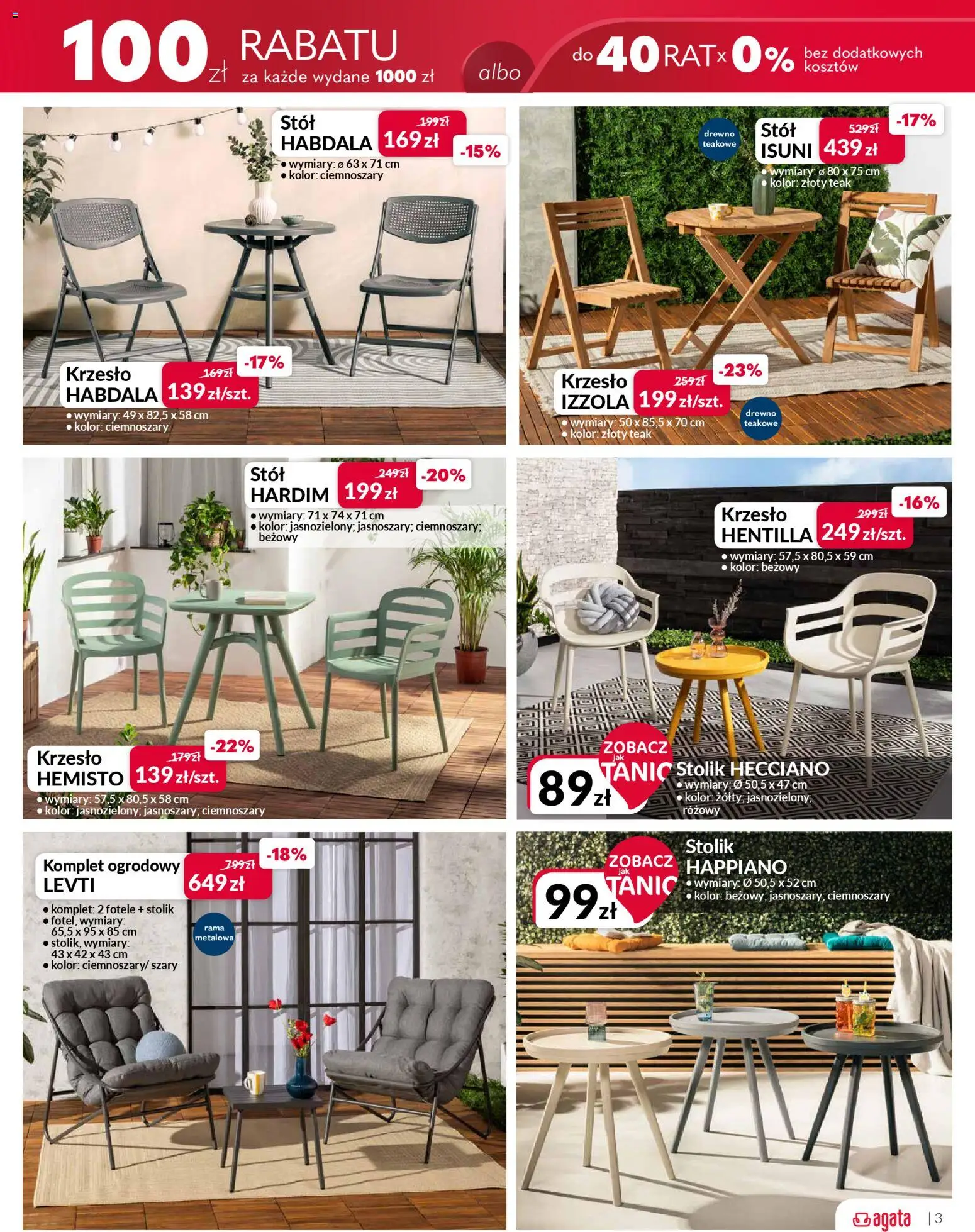 Salony Agata gazetka od 11.03.2026 | Strona: 3 | Produkty: Stół, Krzesło
