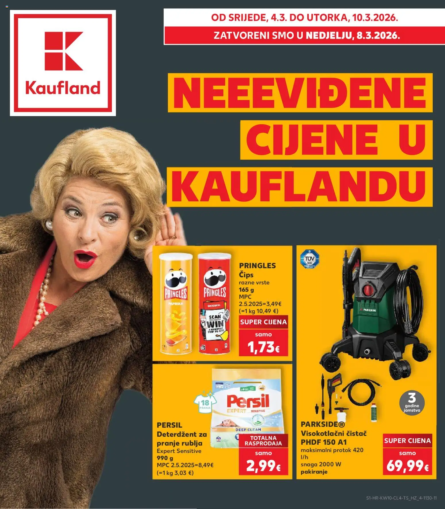 Kaufland HR akciós ujság - amely érvényes a következő dátumtól: 04.03.2026 | Oldal: 1 | Termékek: Parkside, Persil, Pringles