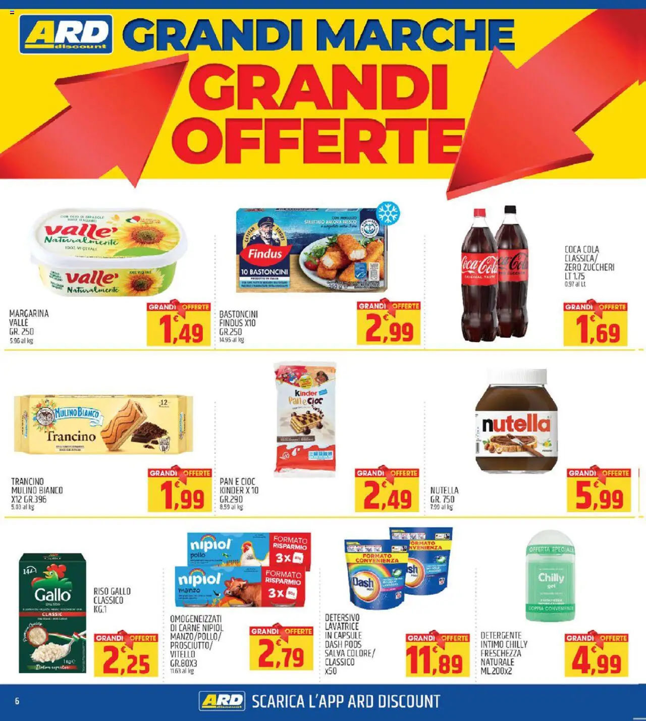 Volantino ARD Discount del 13.10.2025 | Pagina: 6 | Prodotti: Detergente, Nutella, Lavatrice, Margarina