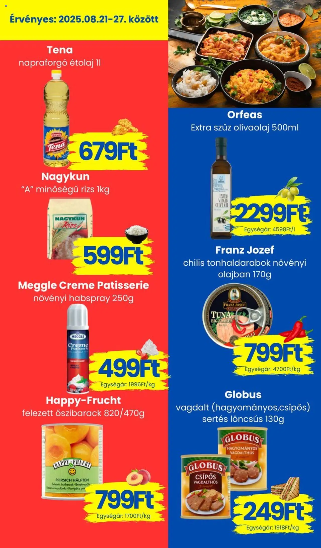 Magnetic akciós ujság - amely érvényes a következő dátumtól: 21.08.2025 | Oldal: 9 | Termékek: Őszibarack, Extra szűz olivaolaj, Rizs, Olívaolaj