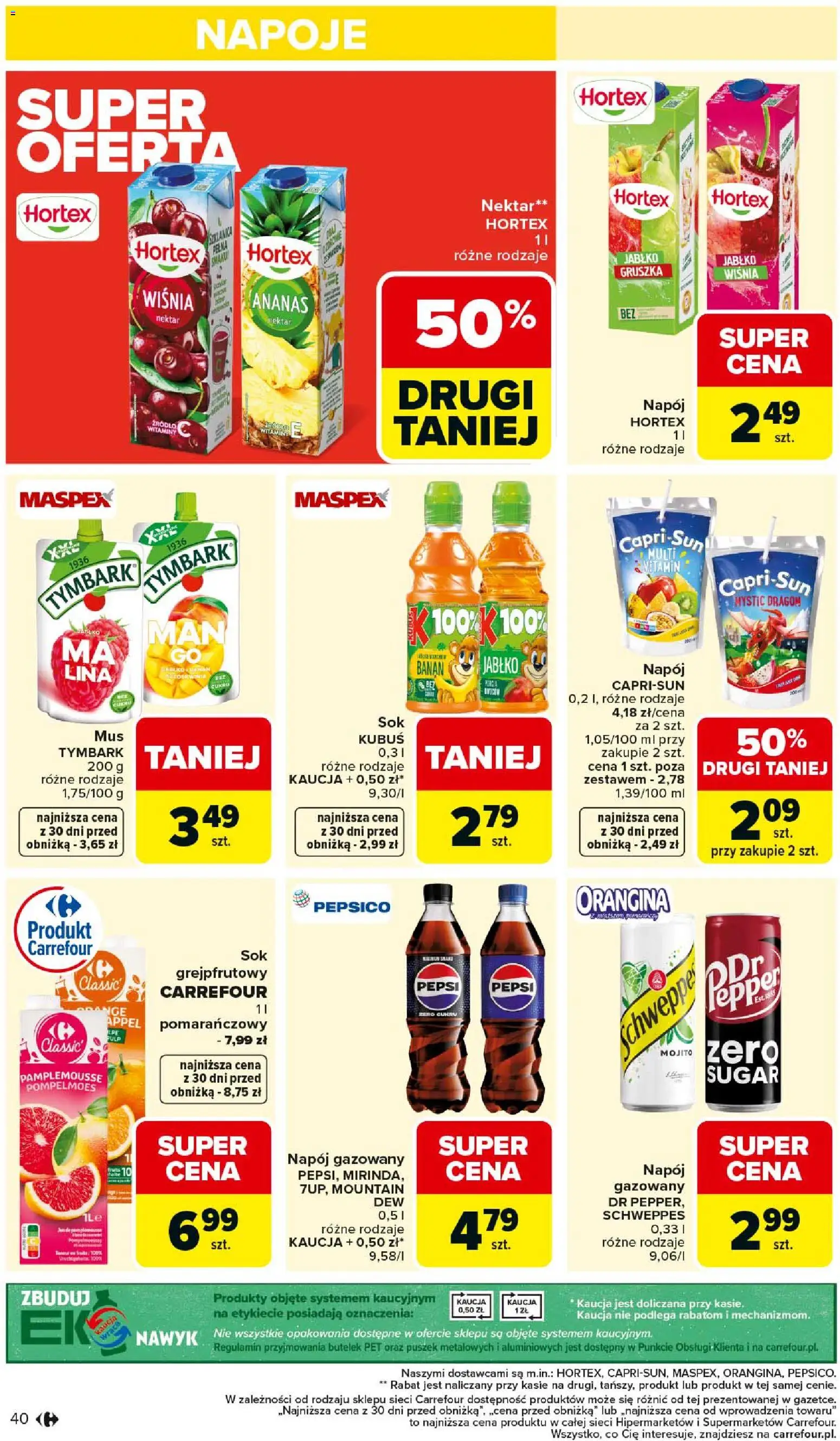 Carrefour Gazetka od 26.01.2026 | Strona: 42 | Produkty: Gruszka, Napoje, Pepsi, Ananas