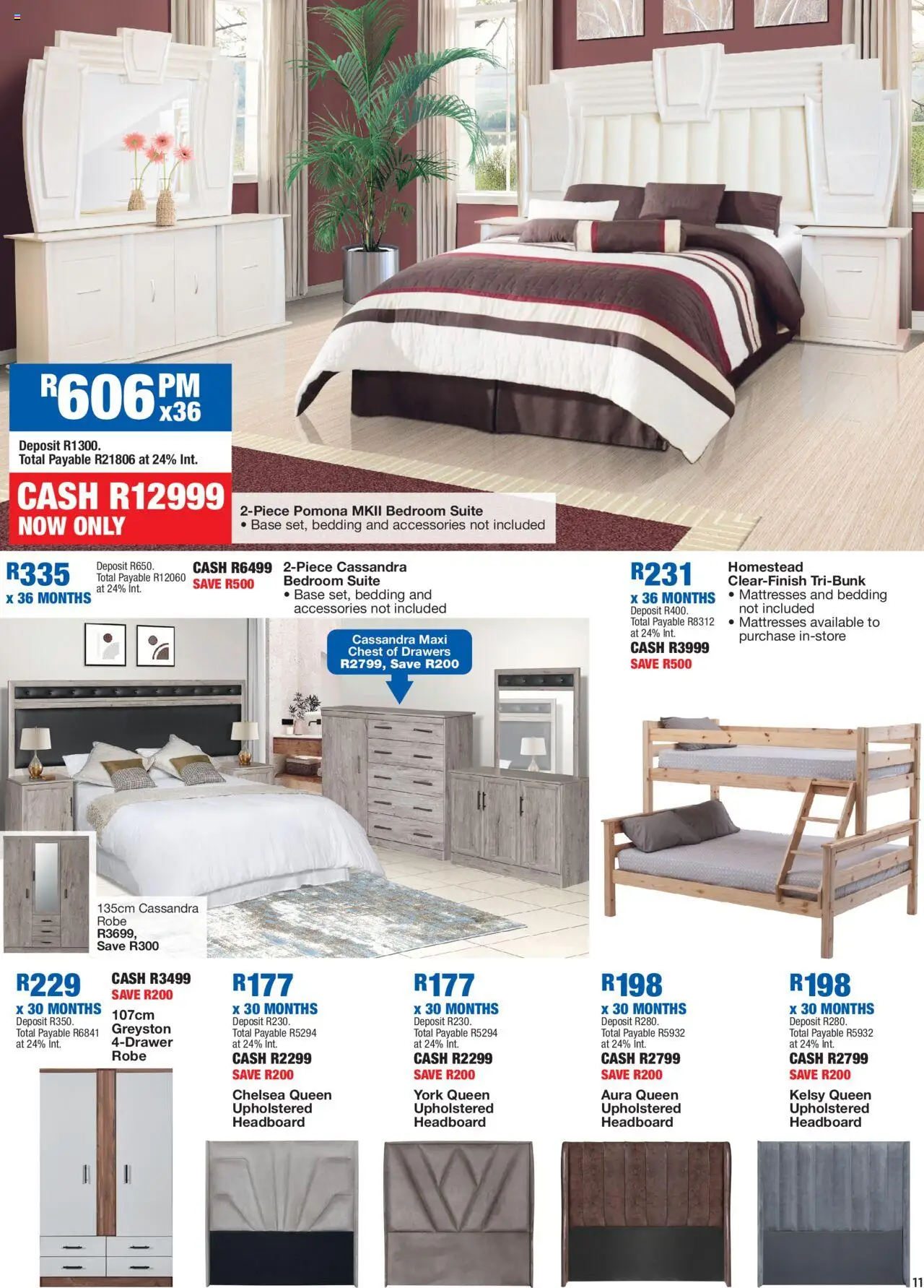 New OK Furniture catalogue – valid from 06.10.2025 | Page: 11 | Products: Headboard, Chest of drawers