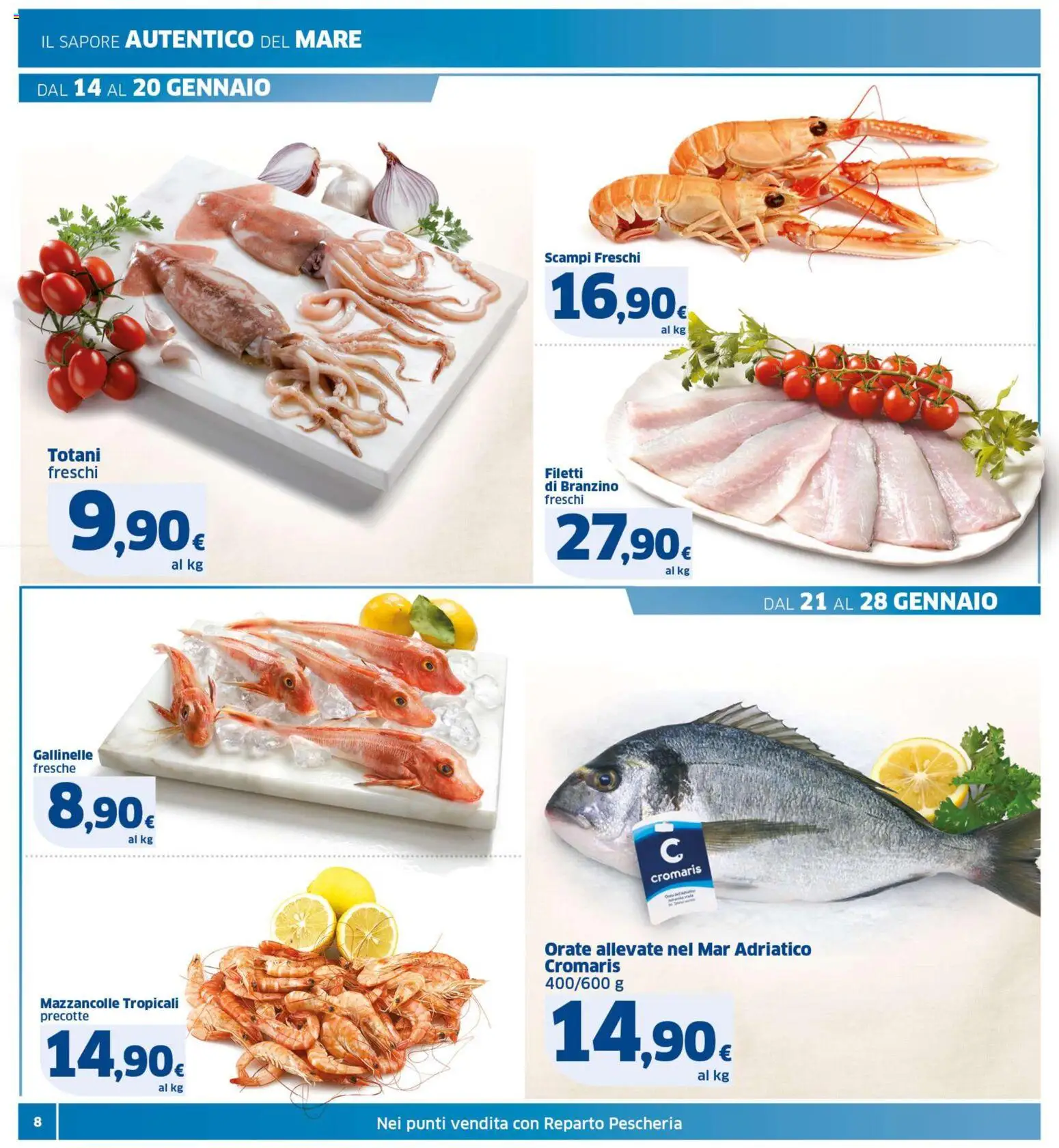 Volantino SIGMA del 14.01.2026 | Pagina: 8 | Prodotti: Mazzancolle, Branzino