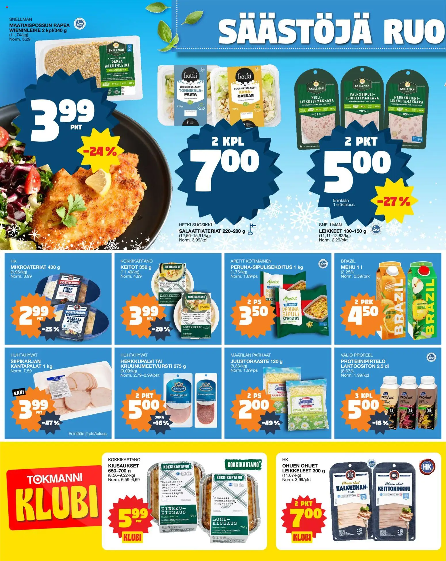 Tokmanni Ruokatarjoukset – voimassa 02.04.2026 alkaen | Sivu: 2 | Tuotteet: Lohi, Mehu, Pasta, Tonnikala