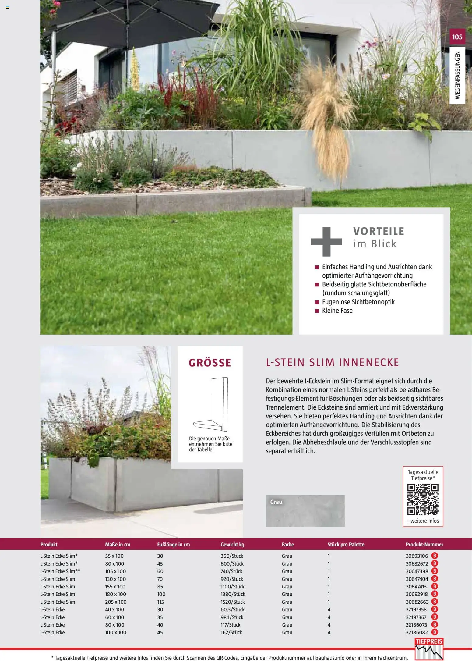 Bauhaus Gartenbaumaterialien 2026 – gültig ab 02.03.2026 | Seite: 105 | Produkte: Gewicht