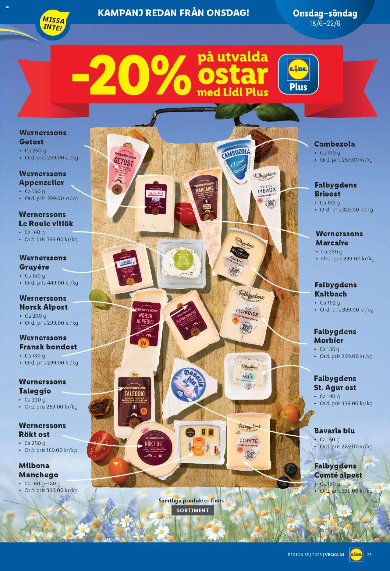 Lidl reklamblad aktuell från 16.06.2025 | Sida: 25 | Produkter: Getost, Brieost, Ost, Vitlök