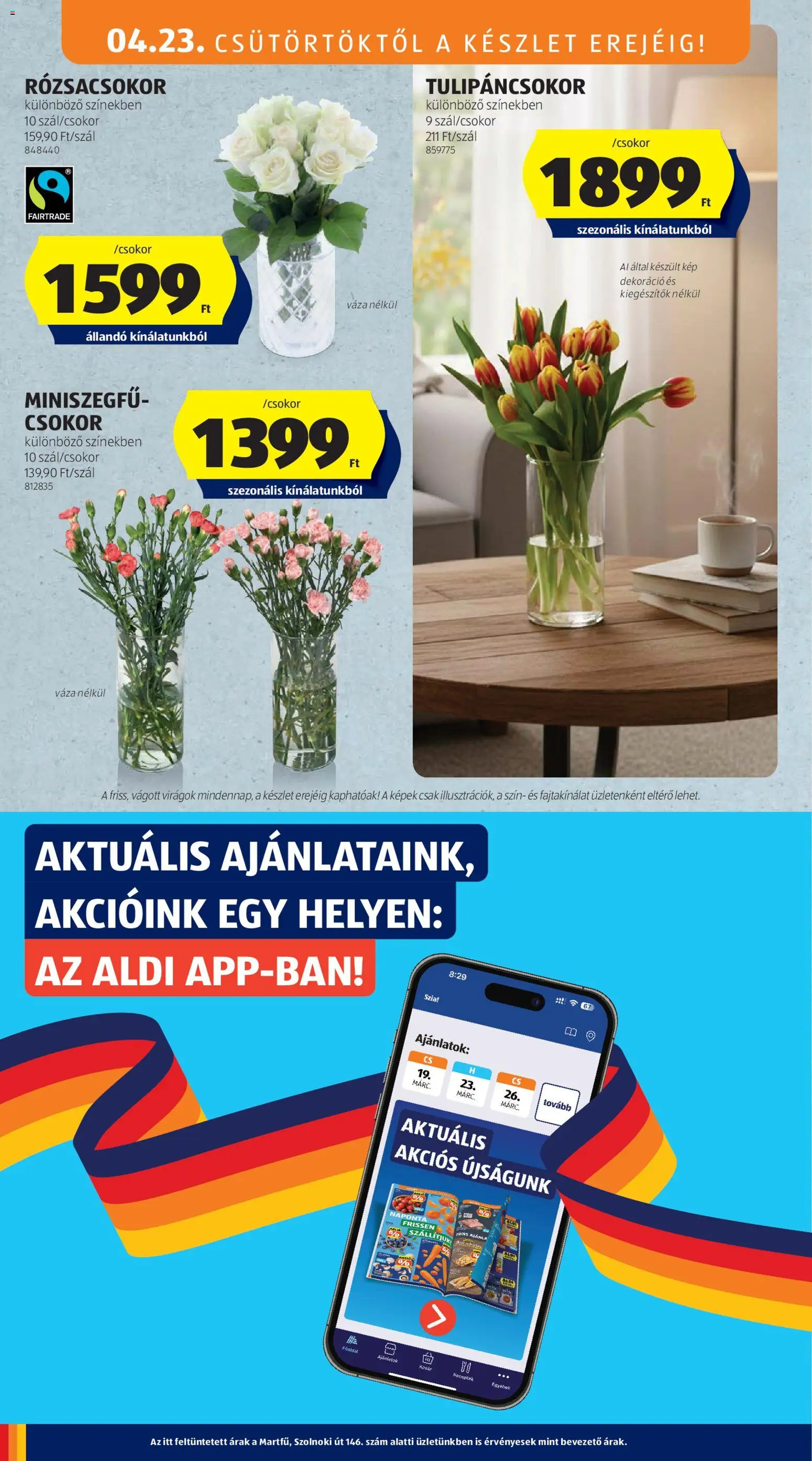 Aldi akciós ujság - amely érvényes a következő dátumtól: 23.04.2026 | Oldal: 4 | Termékek: Virágok, Váza, Dekoráció