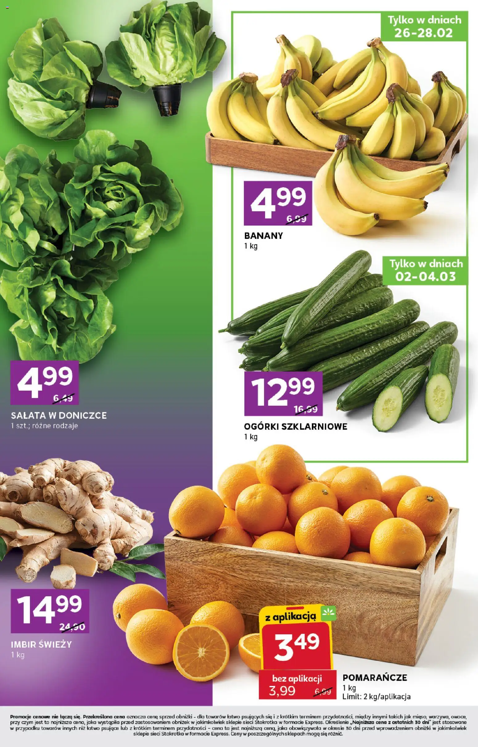 Stokrotka Gazetka - Express od 26.02.2026 | Strona: 2 | Produkty: Imbir, Stokrotka, Banany, Ogórki
