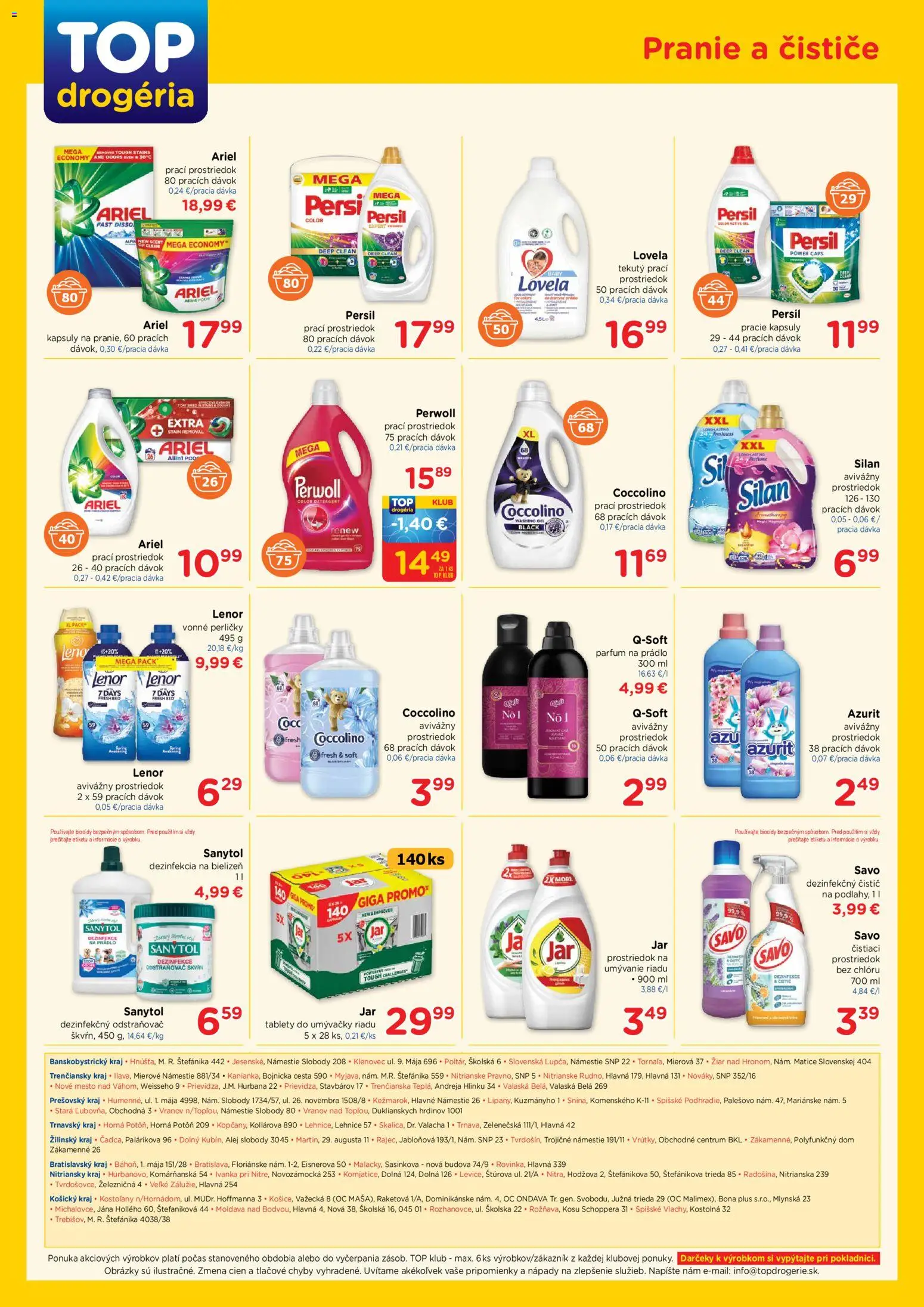 Nové TOP Drogéria akcie – leták je platný od 26.01.2026 | Strana: 4 | Produkty: Sanytol, Savo, Coccolino, Lenor
