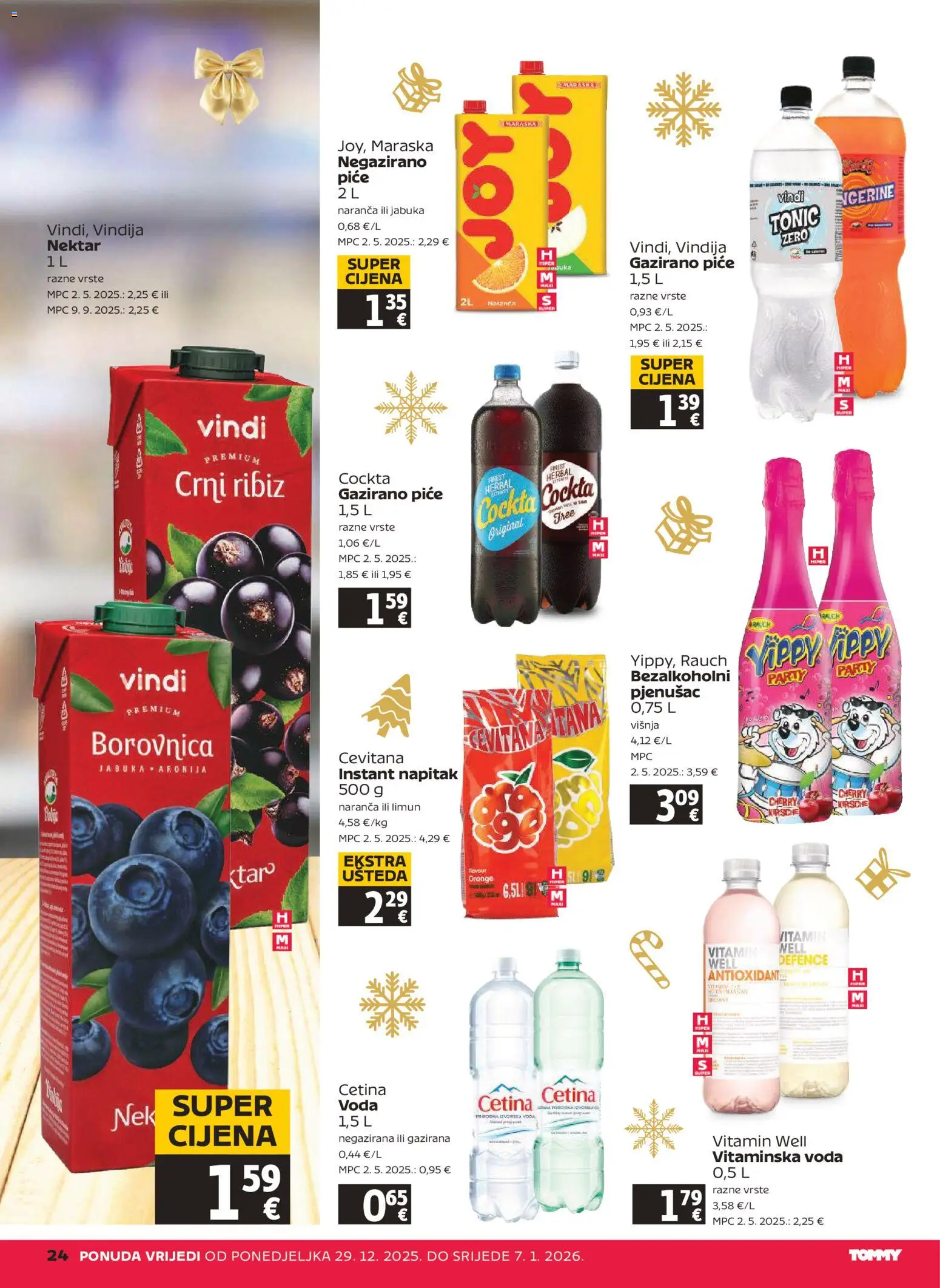 Tommy katalog | vrijedi od 29.12.2025 | Stranica: 24 | Proizvodi: Vindija, Voda, Tonic, Limun