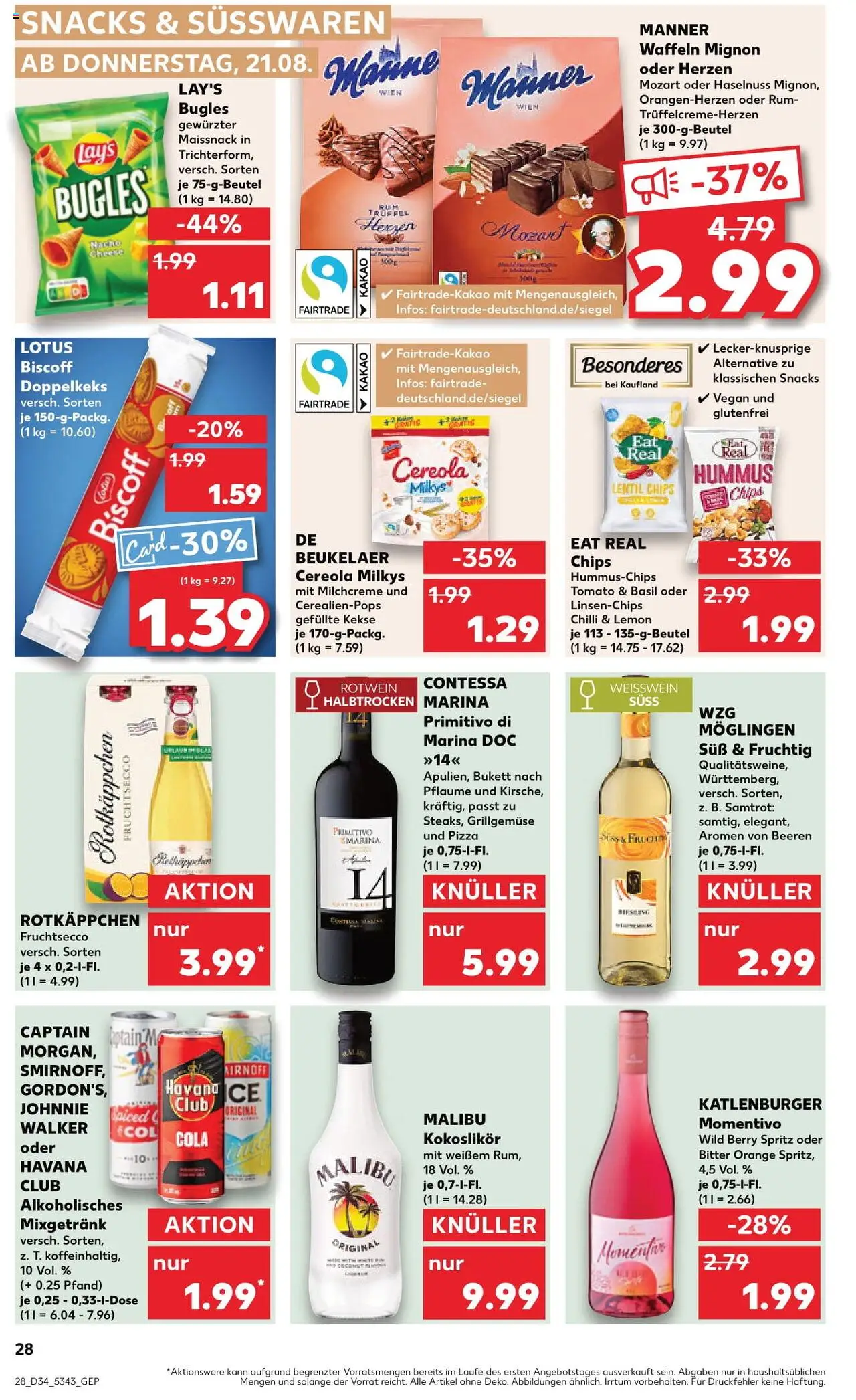 Kaufland Prospekt 	 – gültig ab 21.08.2025 | Seite: 28 | Produkte: Rum, Fruchtsecco, Pizza, Chips