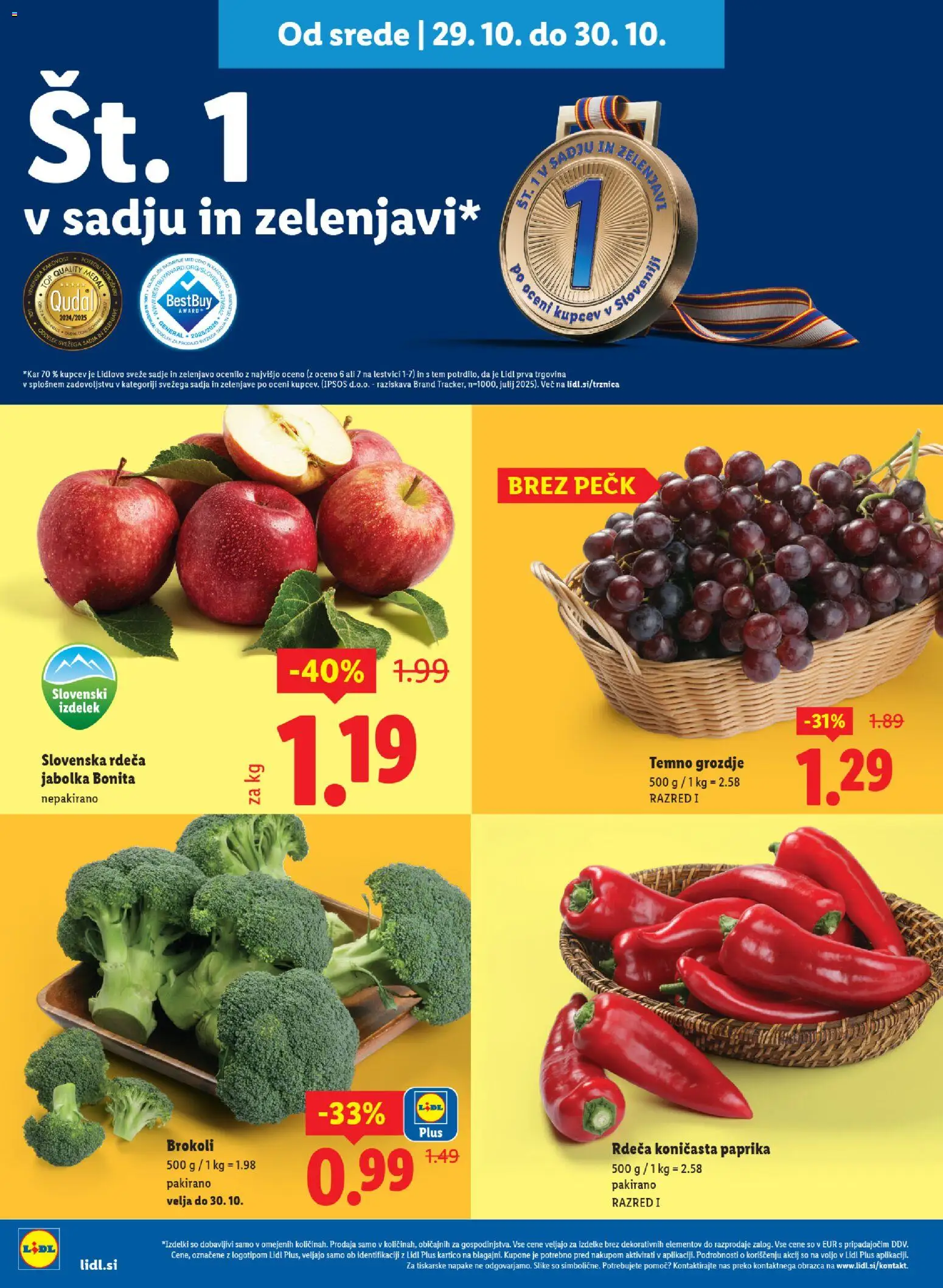 Novi Lidl katalog ponudbe – veljaven od 29.10.2025 | Stran: 4 | Izdelki: Grozdje, Paprika, Jabolka, Sadje