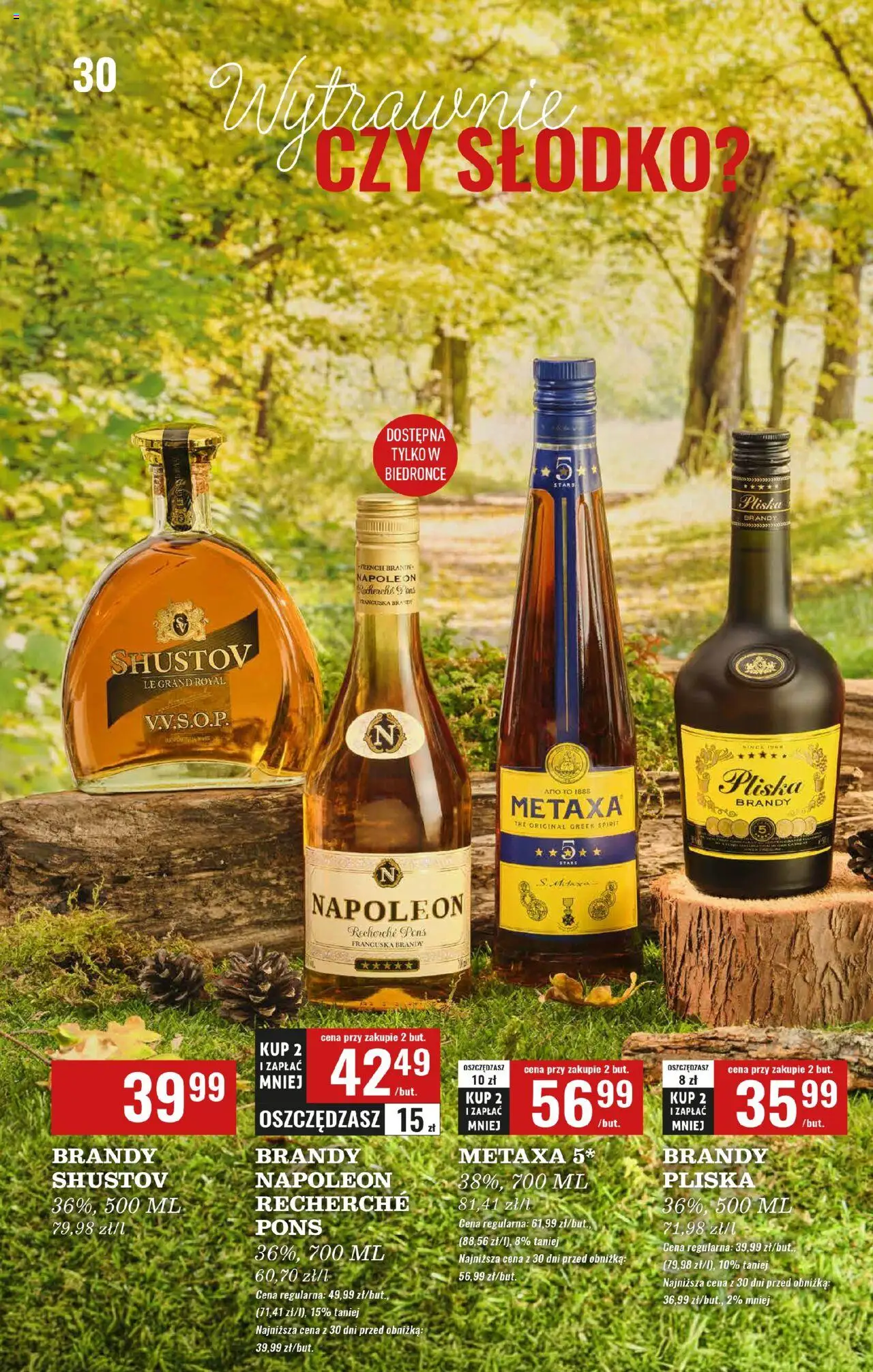Biedronka gazetka - Czas na toast od 22.09.2025 | Strona: 30 | Produkty: Brandy Napoleon, Metaxa, Pliska brandy