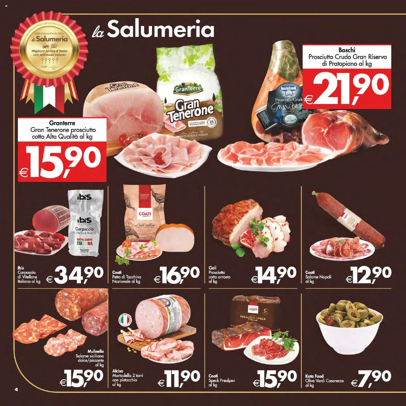 Volantino Decò del 24.02.2026 | Pagina: 4 | Prodotti: Prosciutto Crudo, Salame, Tacchino, Olive
