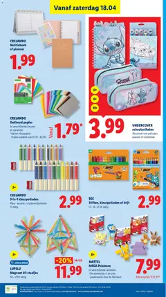 CRELANDO 3-in-1 kleurpotloden, Kleur- aquarel-, of glasverfpotloden 11-delig - Voorbeeld van een folder van Lidl, geldig van 13.04.2026 | Pagina: 41 | Producten: Kleurpotloden, Gekleurd papier, Krijt, Papier