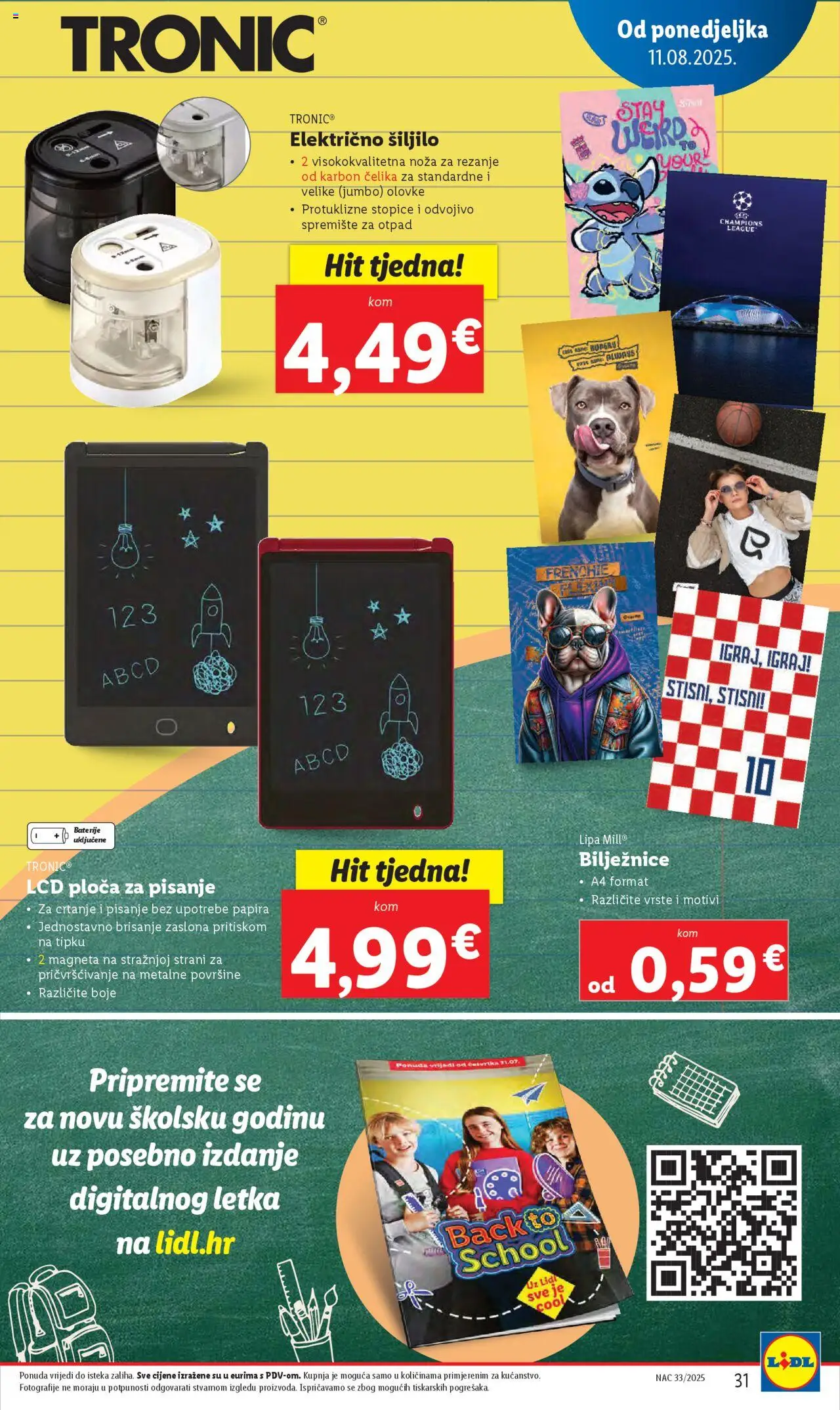 Lidl katalog | vrijedi od 11.08.2025 | Stranica: 31 | Proizvodi: Šiljilo, Tablet, Baterije