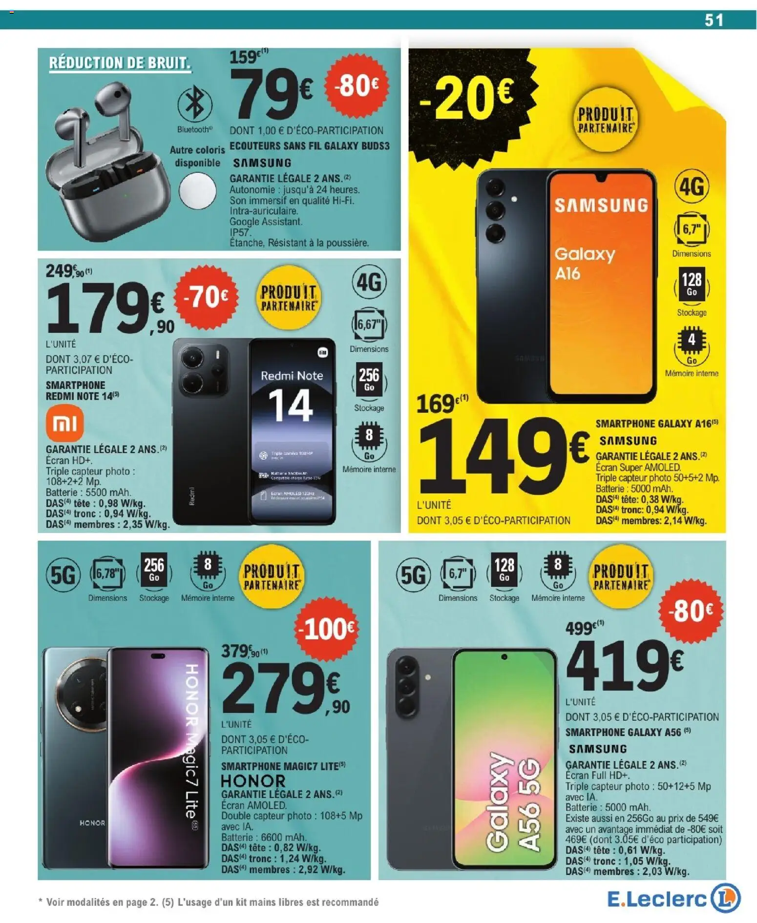 {H1} | Page: 51 | Produits: Smartphone, Écouteurs, Batterie