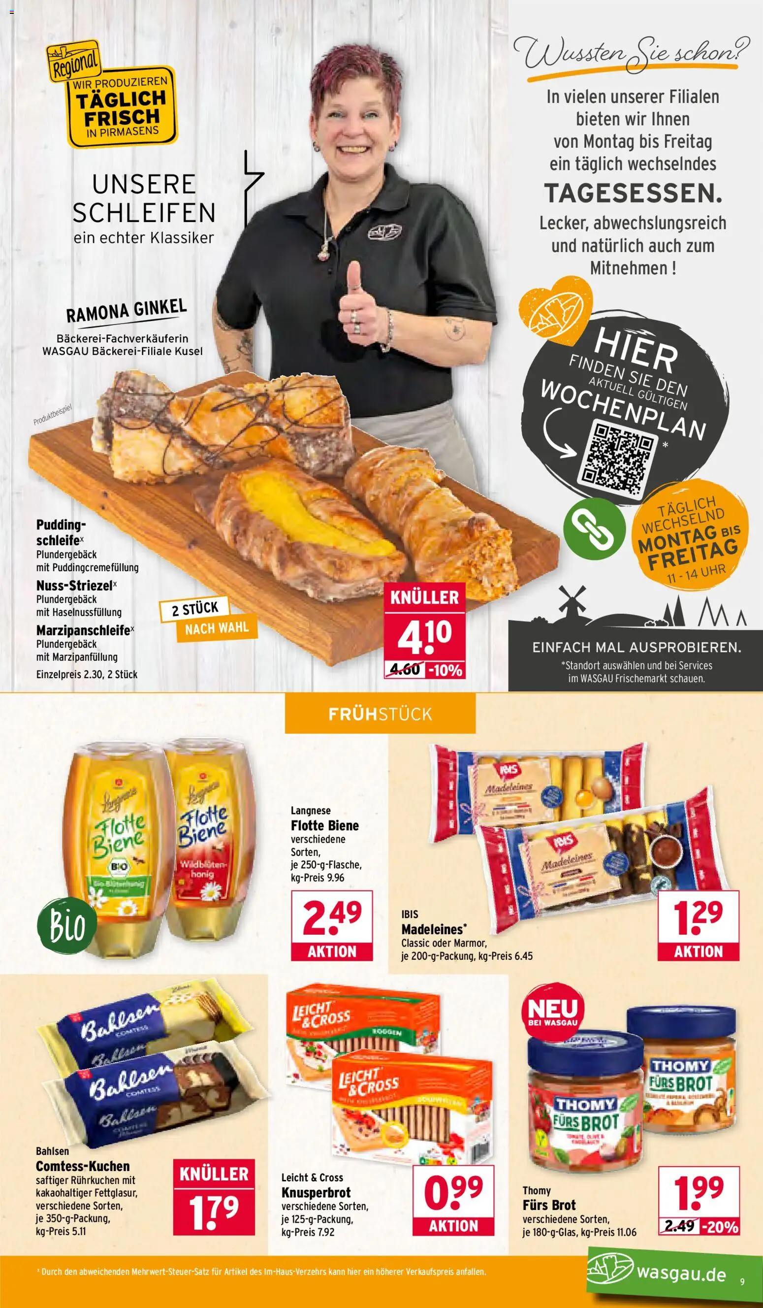 Wasgau Prospekt 	 – gültig ab 12.01.2026 | Seite: 9 | Produkte: Langnese, Pudding, Brot, Uhr