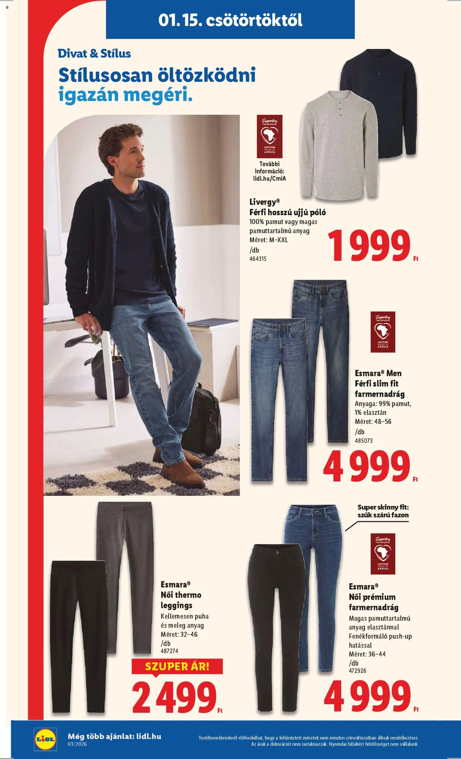 Lidl akciós ujság - amely érvényes a következő dátumtól: 15.01.2026 | Oldal: 8 | Termékek: Farmernadrág, Leggings