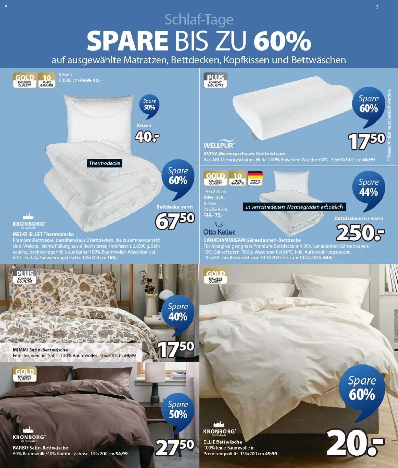 Angebote JYSK – gültig ab 30.12.2025 | Seite: 3 | Produkte: Kissen, Bettwäsche, Bettdecke, Kopfkissen