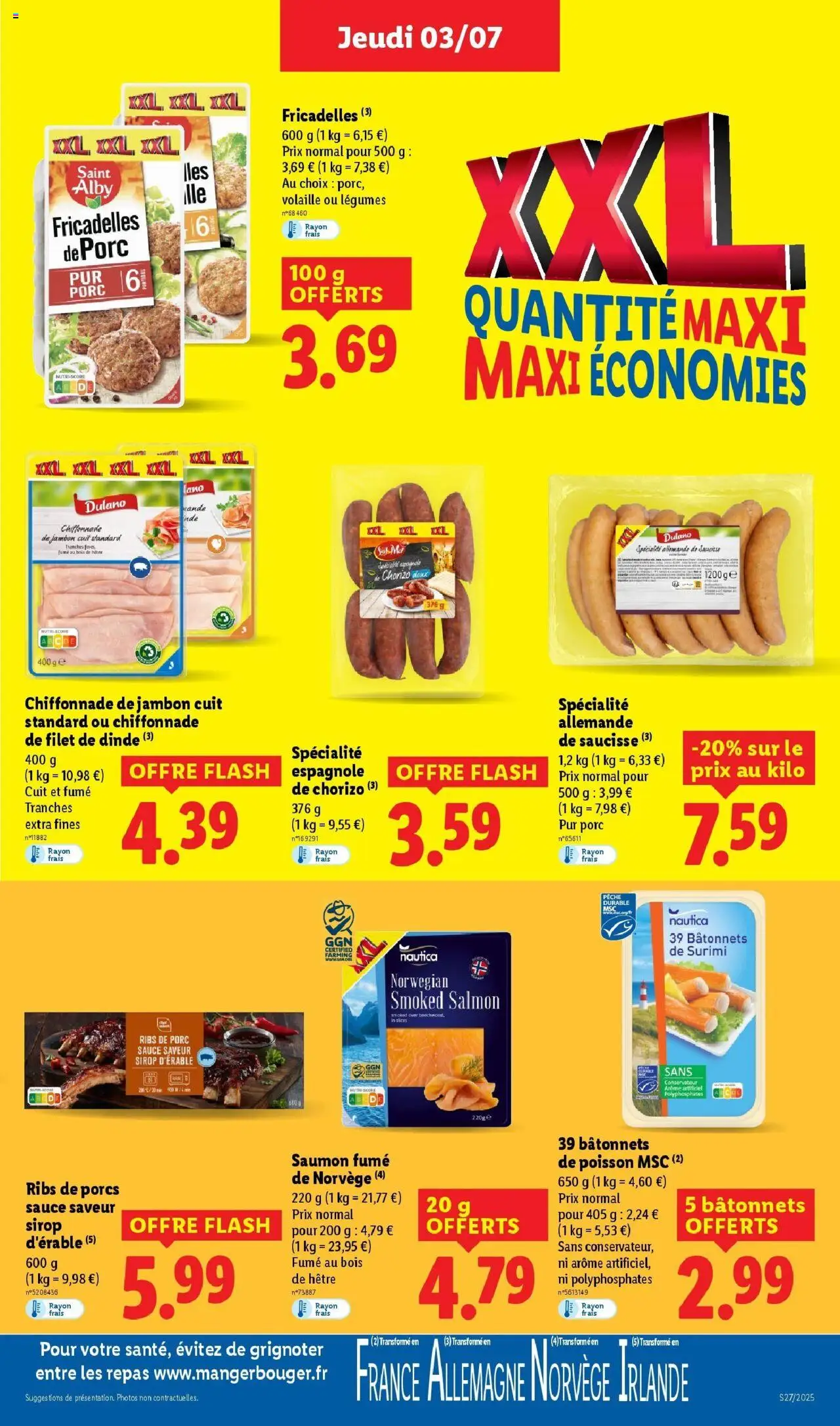  | Page: 15 | Produits: Filet de dinde, Chorizo, Poisson, Saumon
