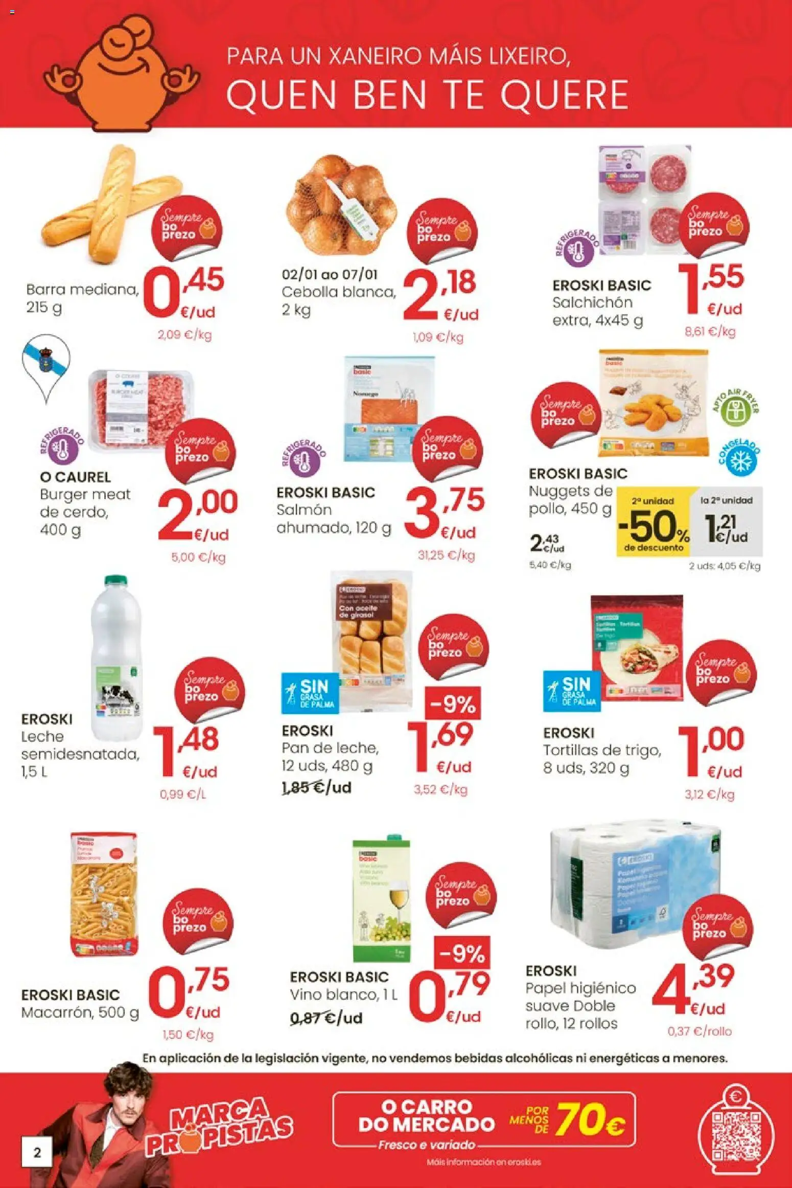 Eroski - Para un xaneiro máis lixeiro │ válido desde el 05.01.2026 | Página: 2 | Productos: Leche, Papel higienico, Té, Παγωμένο τσάι