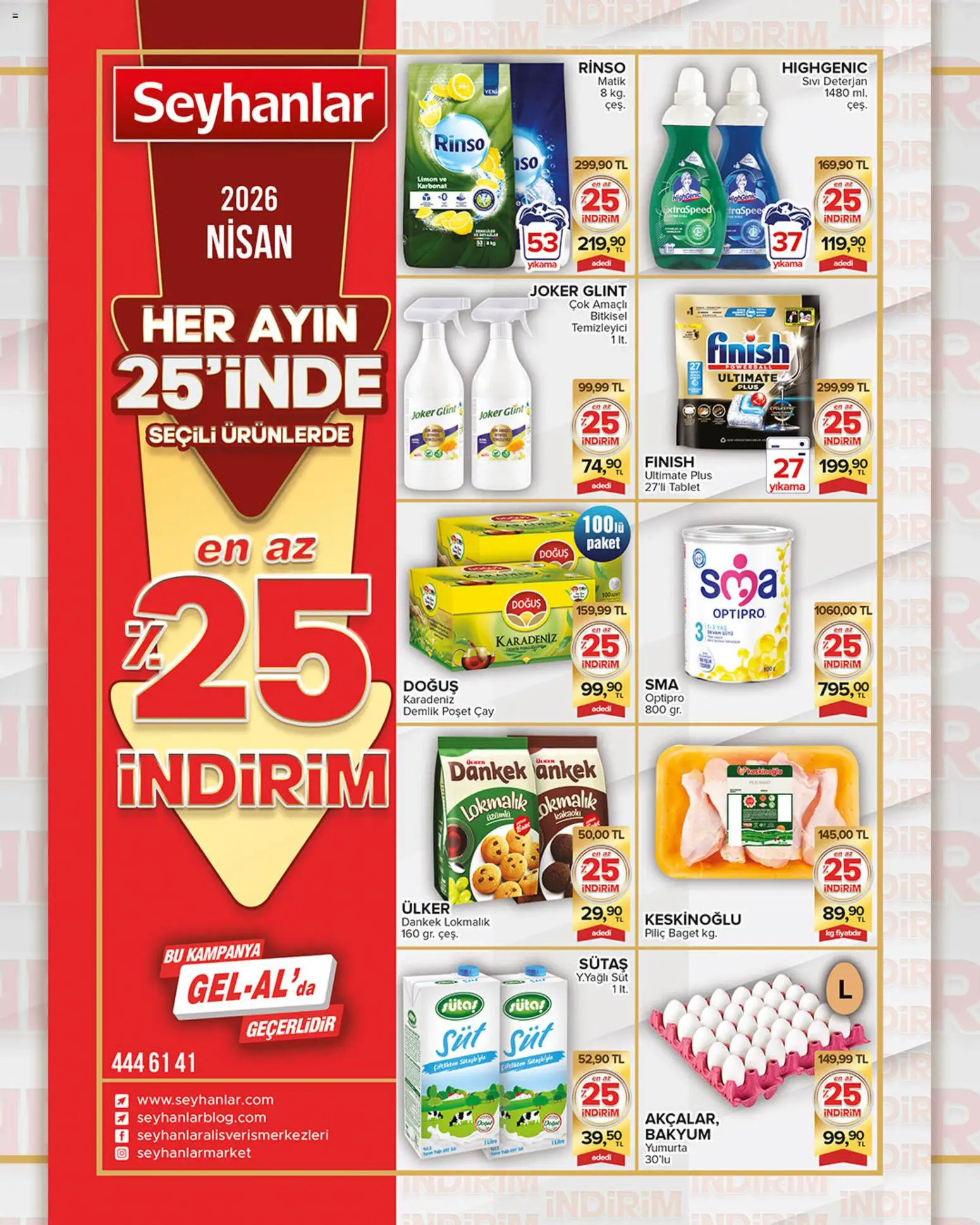 Seyhanlar Market Katalog - 25.04.2026 tarihinden itibaren geçerlidir | Sayfa: 1 | Ürünler: Süt, Çay, Piliç, Demlik
