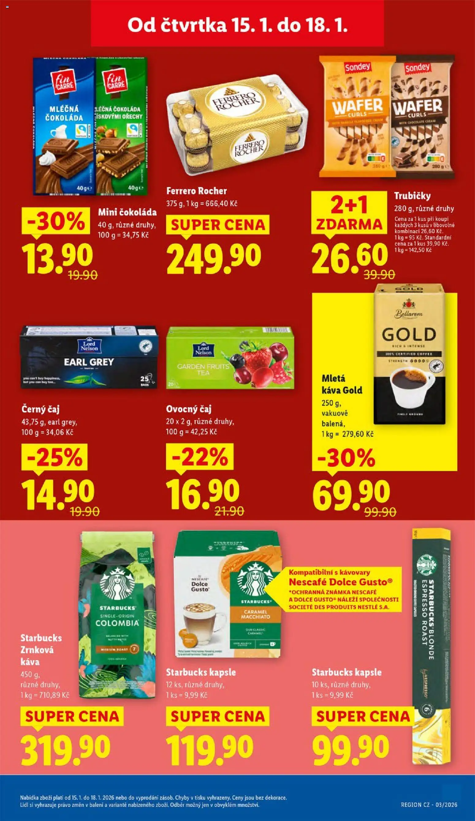 Lidl leták od 15.01.2026 | Strana: 21 | Produkty: Čaj, Kapsle, Mletá káva, Starbucks kapsle