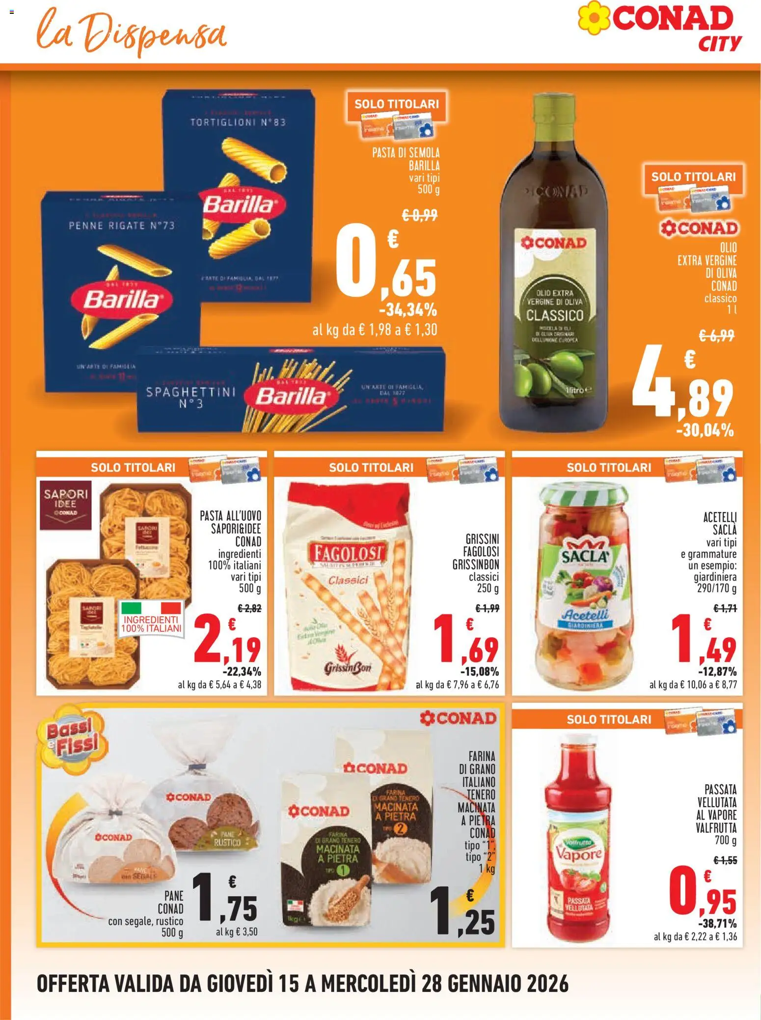 Volantino Conad del 15.01.2026 | Pagina: 10 | Prodotti: Olio, Olive, Pasta, Penne