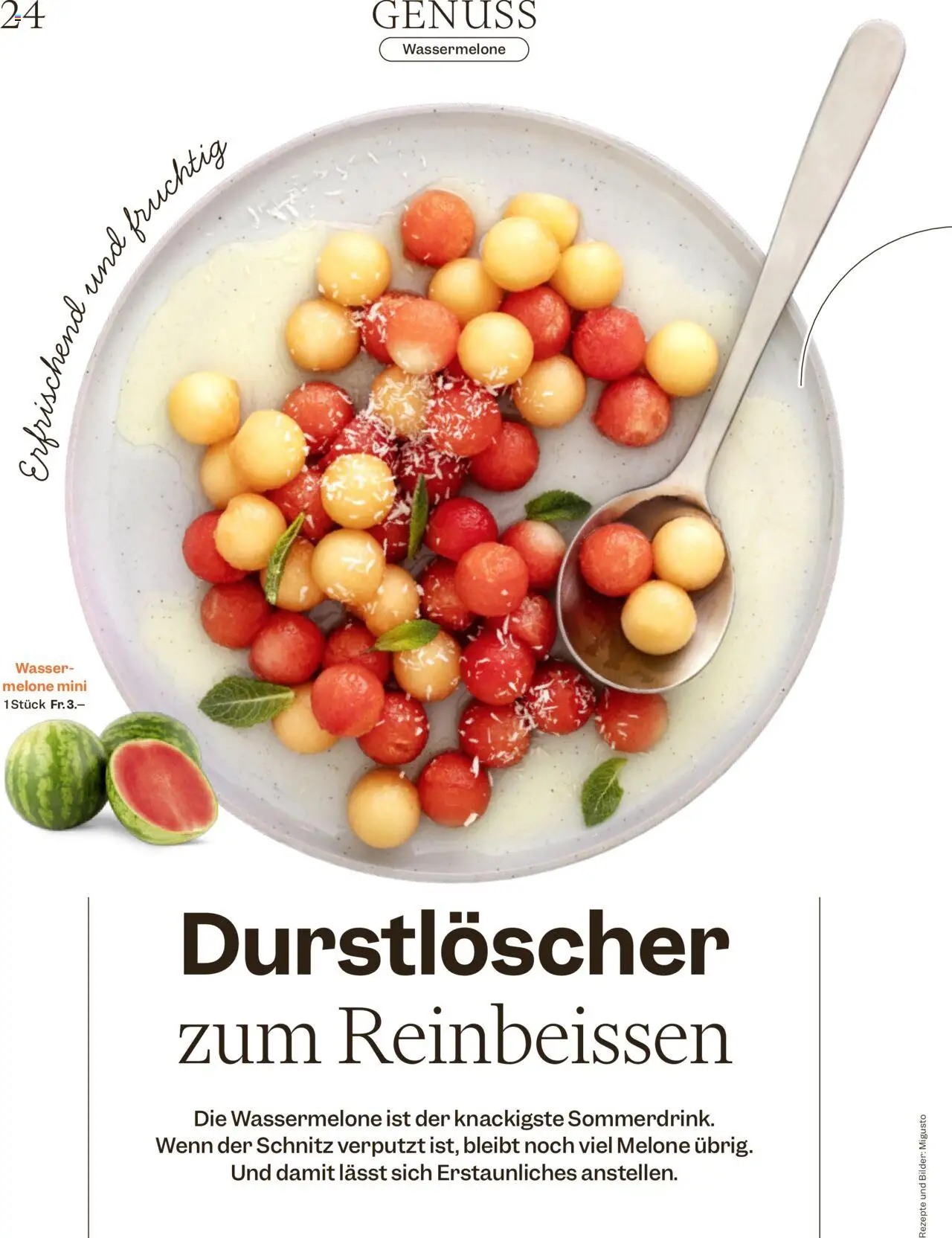 Migros - Magazin ab 18.08.2025 | Seite: 24 | Produkte: Melone, Wasser, Wassermelone, Bilder