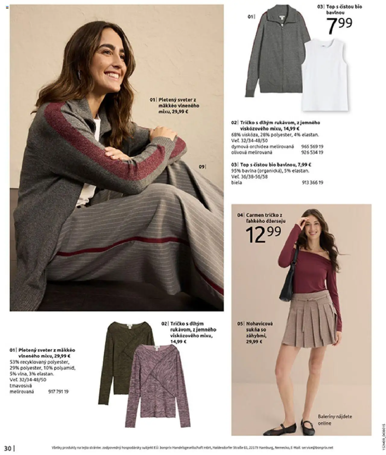 Nové Bonprix akcie – leták je platný od 14.10.2025 | Strana: 32 | Produkty: Tričko, Sveter, Orchidea