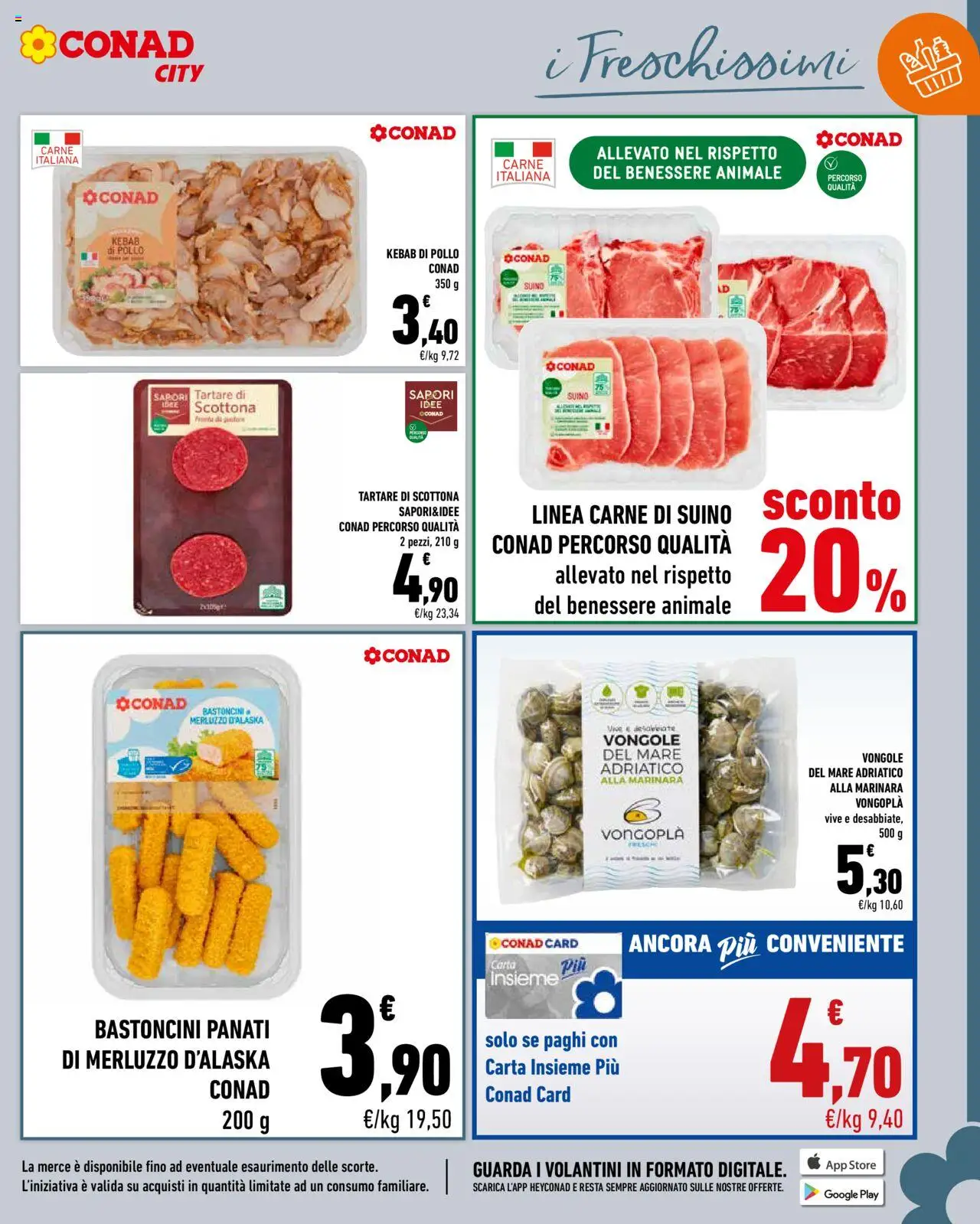 Volantino Conad del 22.08.2025 | Pagina: 7 | Prodotti: Pollo, Merluzzo, Vongole, Suino