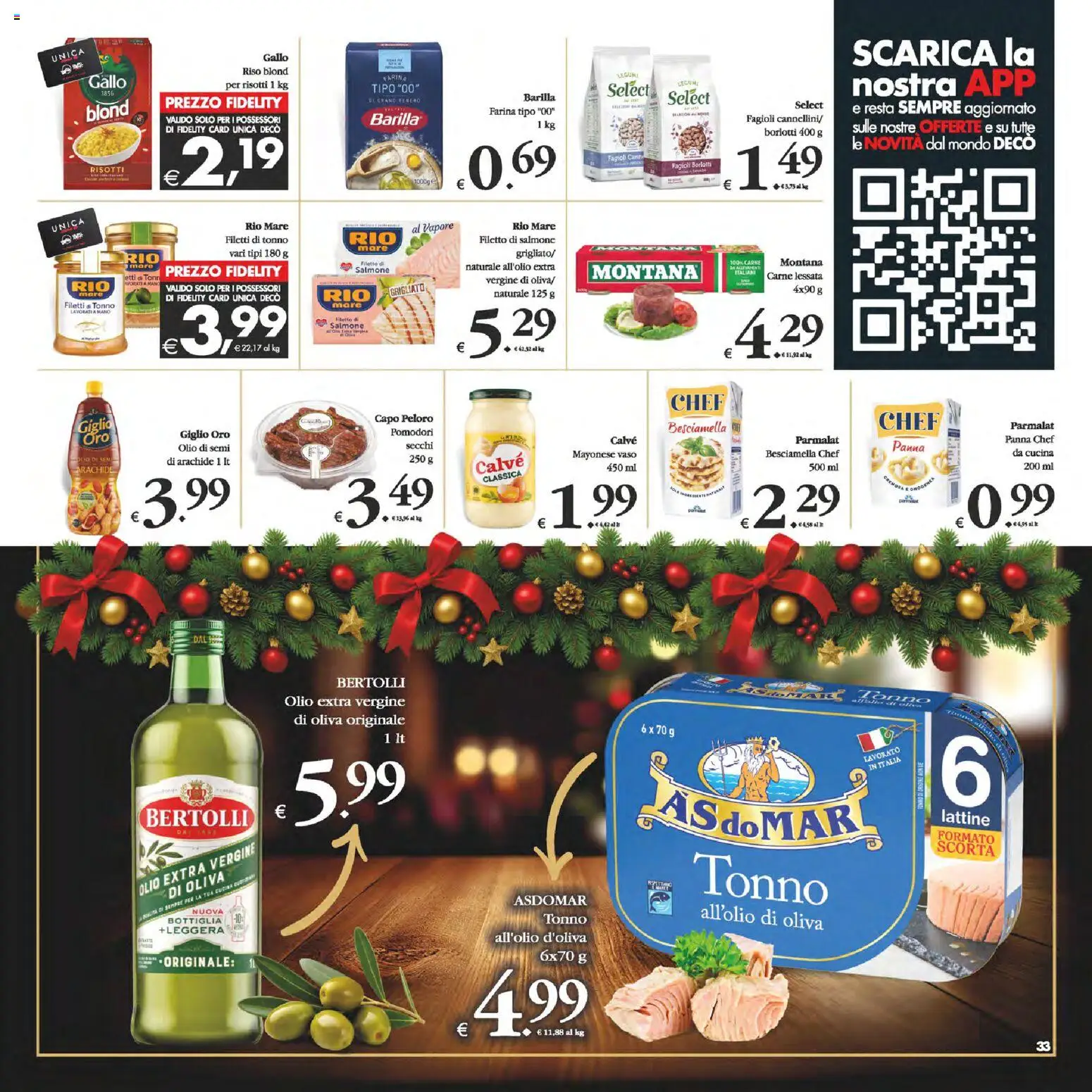 Volantino Decò del 16.12.2025 | Pagina: 33 | Prodotti: Riso, Pomodori, Tonno, Bottiglia