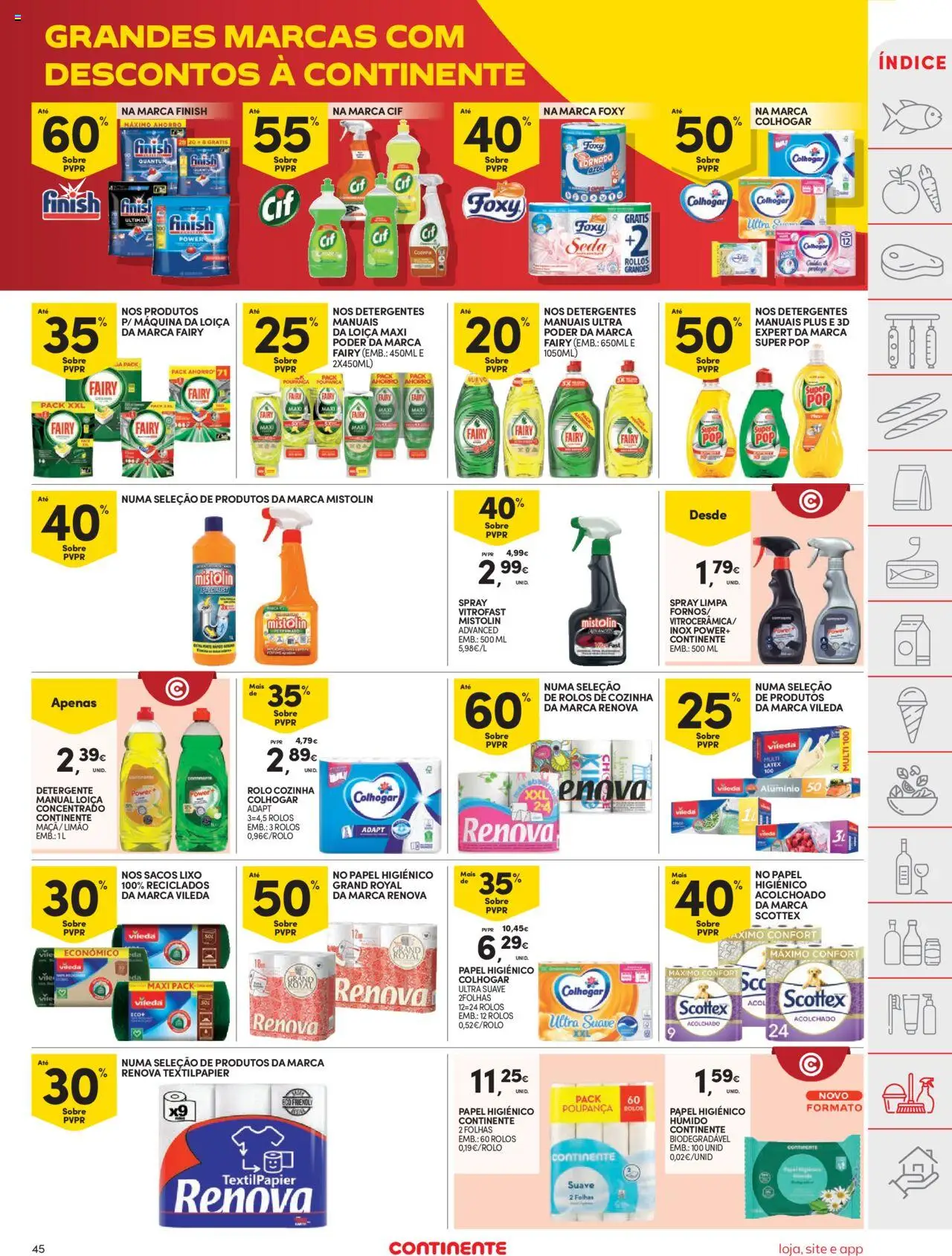 Continente folheto │ válido de 19.08.2025 | Página: 45 | Produtos: Polos, Papel higiénico, Detergente
