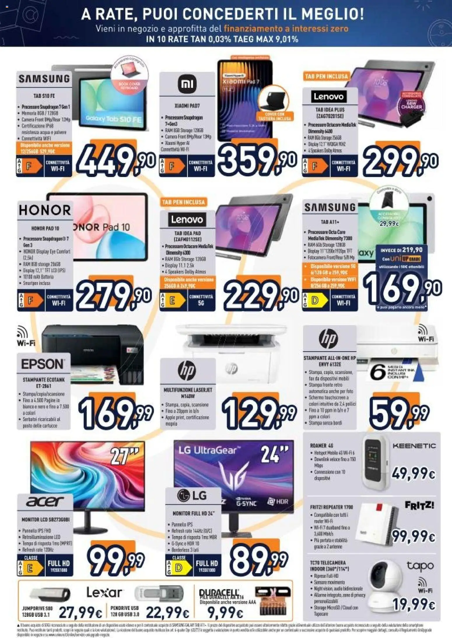 Volantino Unieuro del 03.04.2026 | Pagina: 35 | Prodotti: Acqua, Pesto, Stampante, Samsung