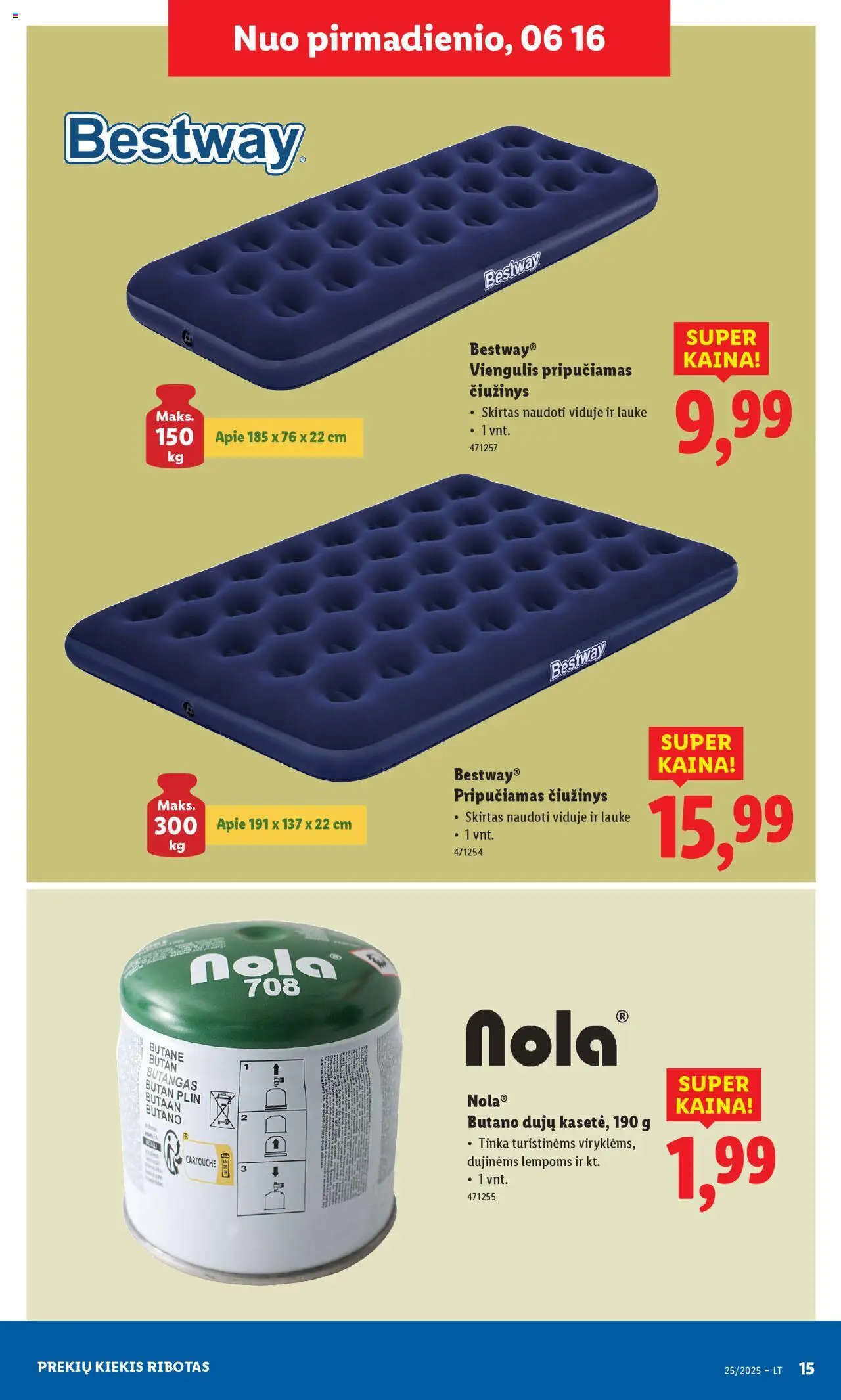 LIDL leidinys - Ne maisto prekių pasiūlymai│galioja nuo 16.06.2025 | Puslapis: 15 | Prekių: Čiužinys