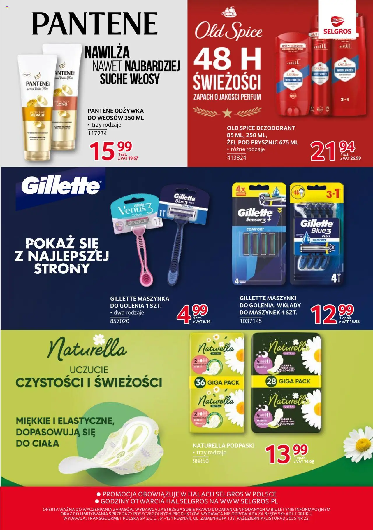 Selgros cash&carry Gazetka - Markowe produkty od 23.10.2025 | Strona: 23 | Produkty: Gillette, Podpaski, Prysznic, Old spice