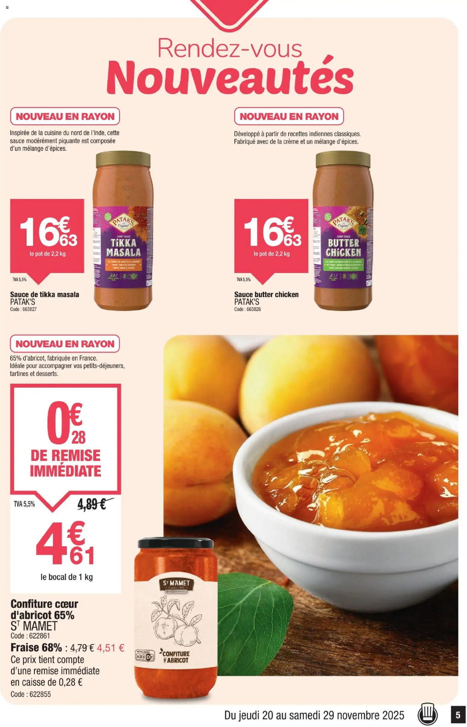 {H1} | Page: 5 | Produits: Abricot, Fraise, Curry, Crème